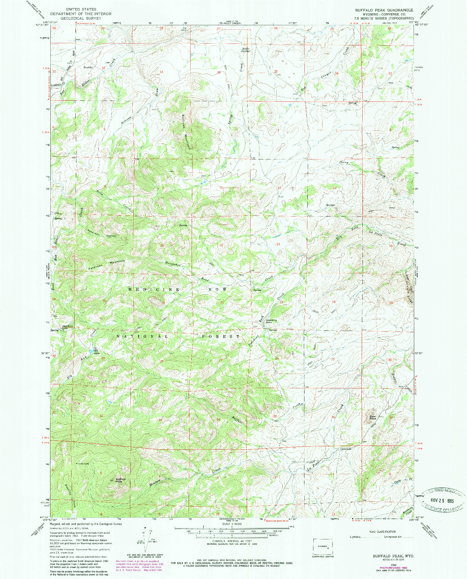 USGS 1:24000-SCALE QUADRANGLE FOR BUFFALO PEAK, WY 1964