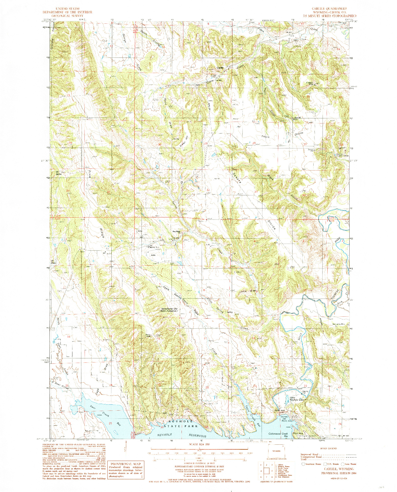 USGS 1:24000-SCALE QUADRANGLE FOR CARLILE, WY 1984