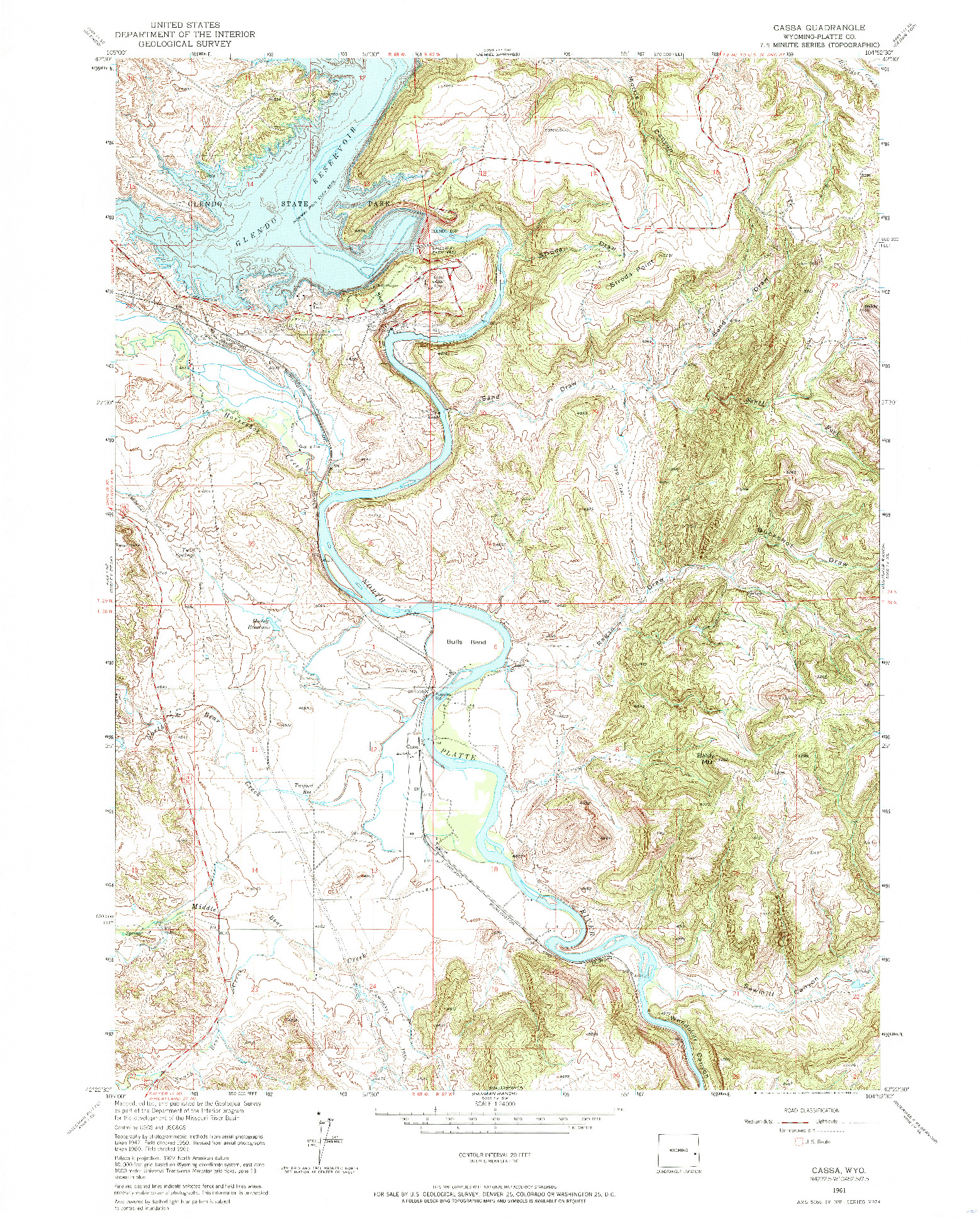 USGS 1:24000-SCALE QUADRANGLE FOR CASSA, WY 1961