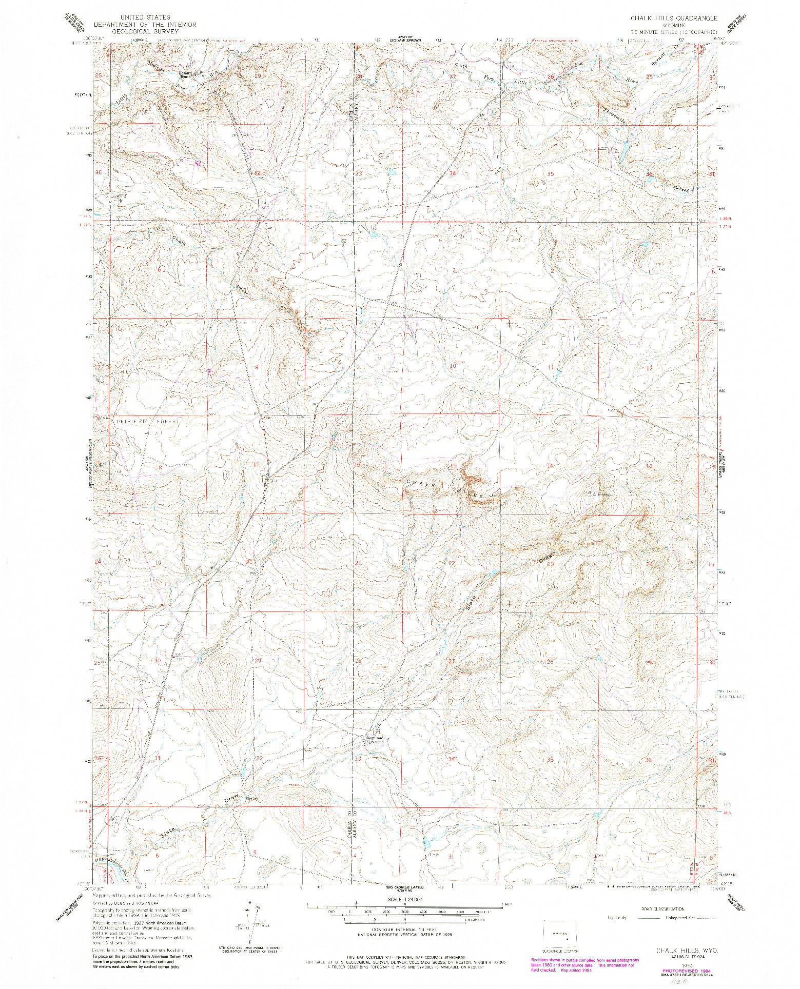 USGS 1:24000-SCALE QUADRANGLE FOR CHALK HILLS, WY 1959