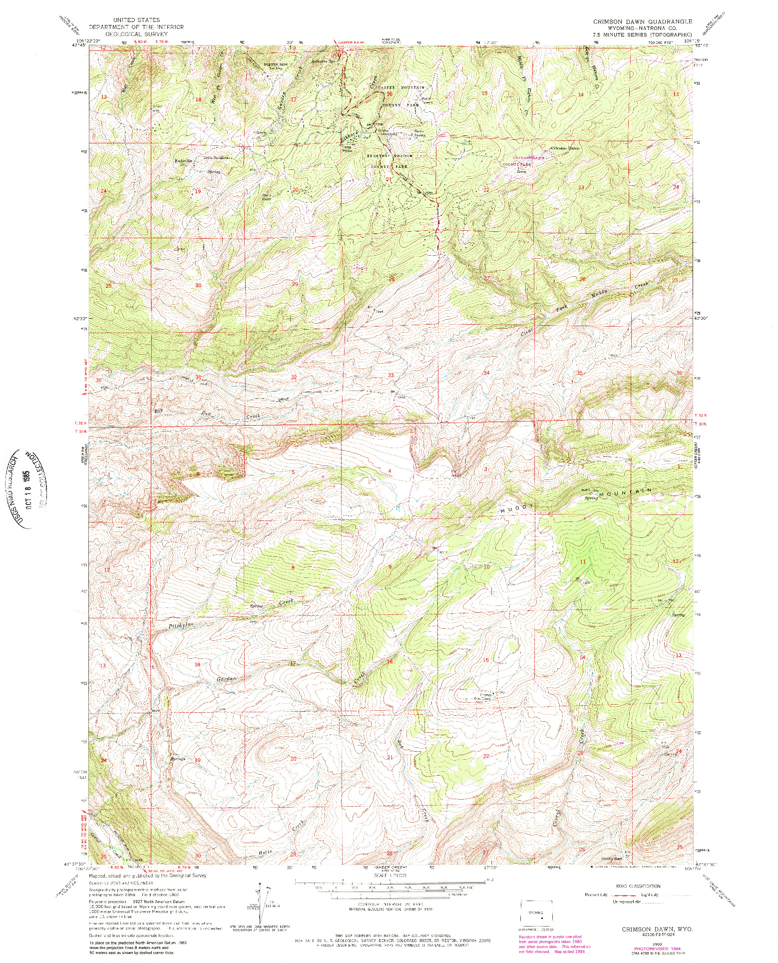 USGS 1:24000-SCALE QUADRANGLE FOR CRIMSON DAWN, WY 1960