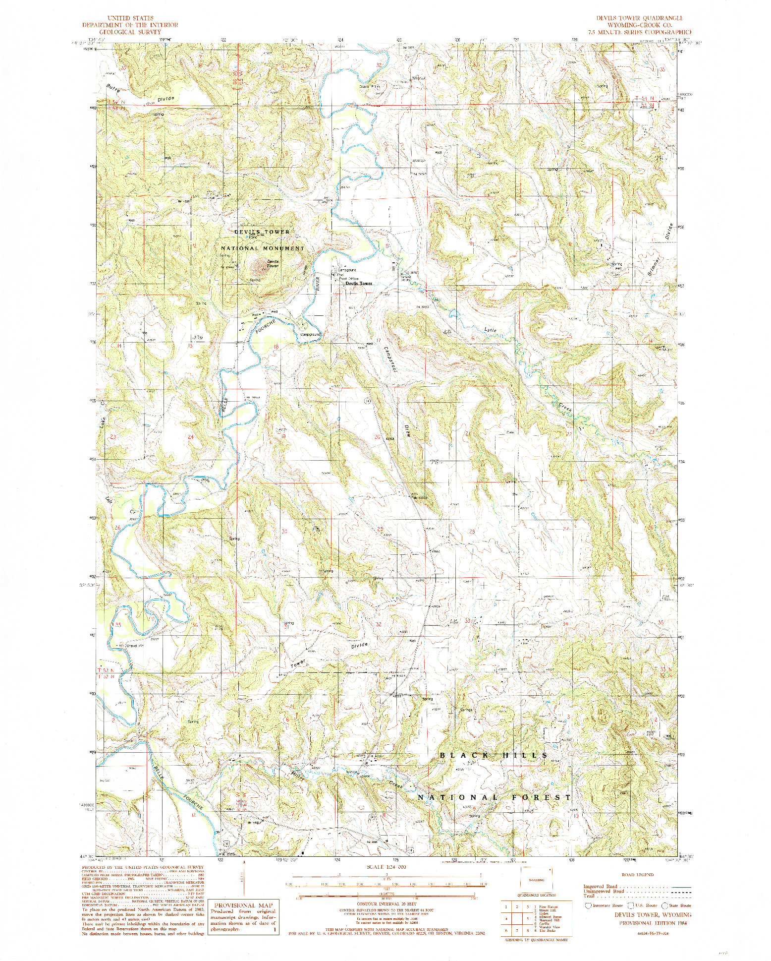 USGS 1:24000-SCALE QUADRANGLE FOR DEVILS TOWER, WY 1984