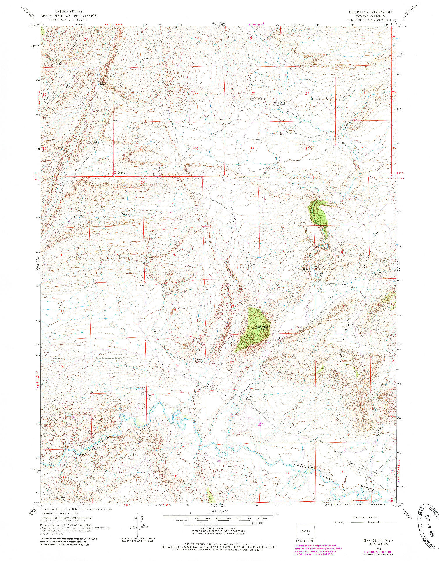 USGS 1:24000-SCALE QUADRANGLE FOR DIFFICULTY, WY 1961