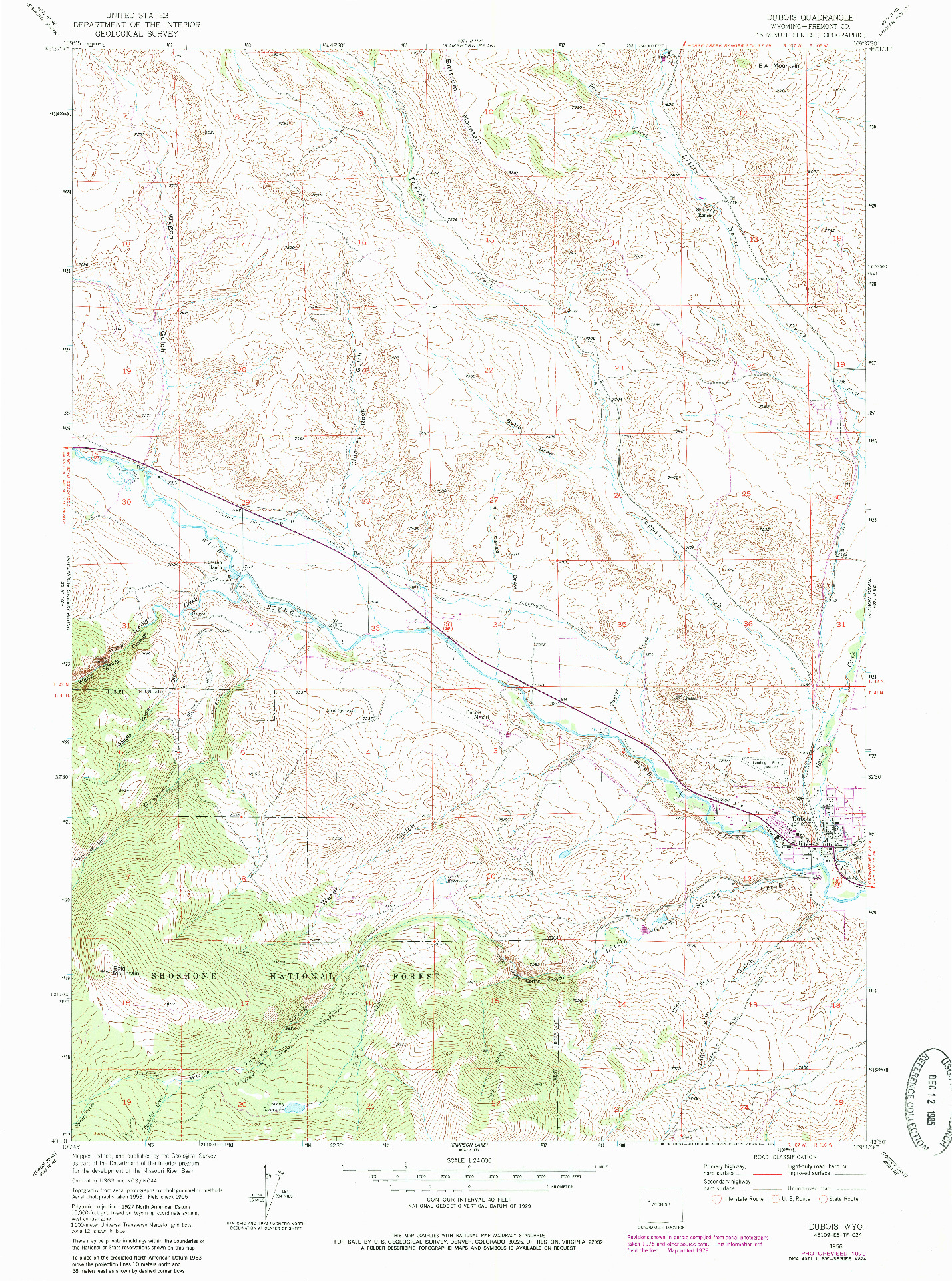 USGS 1:24000-SCALE QUADRANGLE FOR DUBOIS, WY 1956