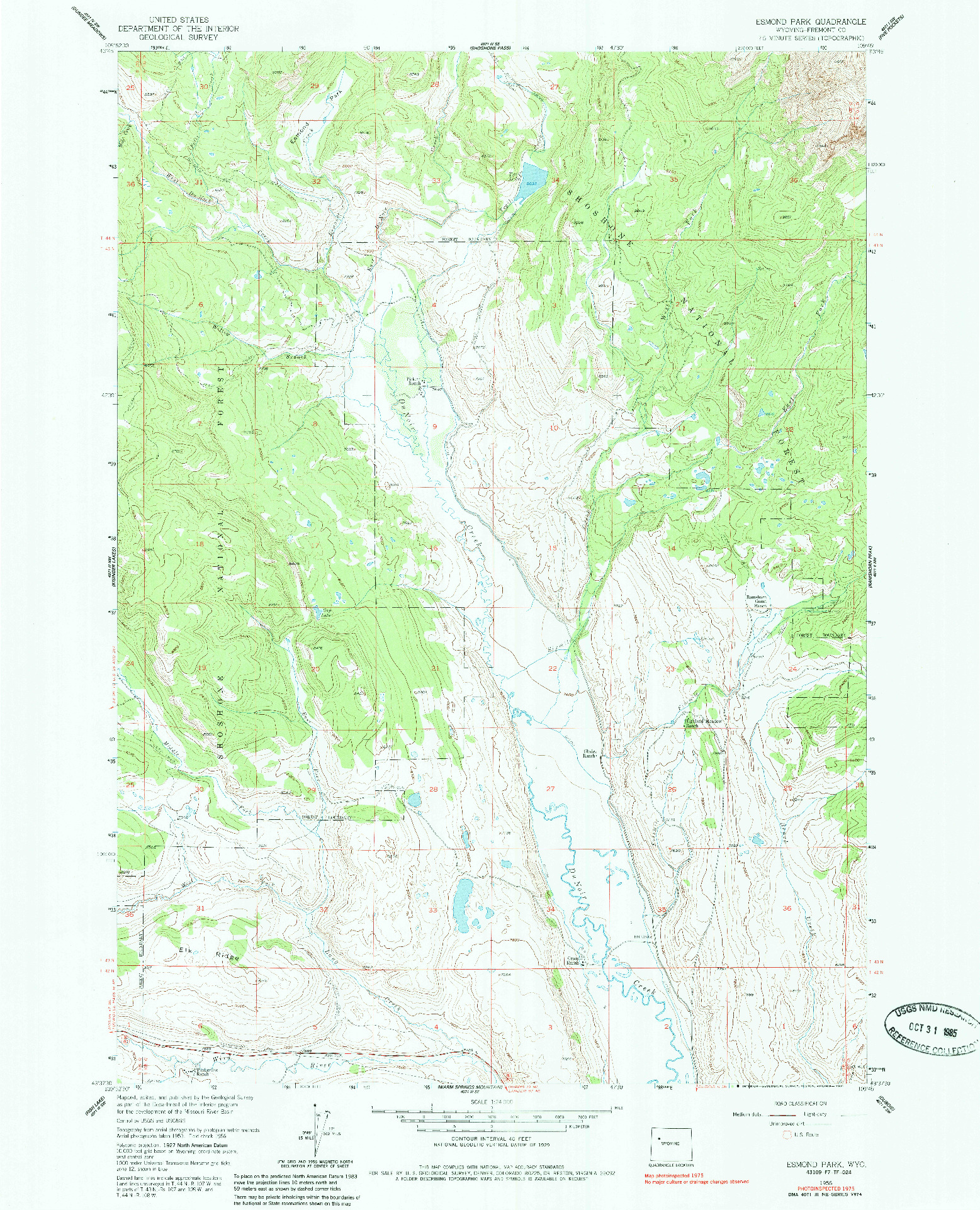 USGS 1:24000-SCALE QUADRANGLE FOR ESMOND PARK, WY 1956