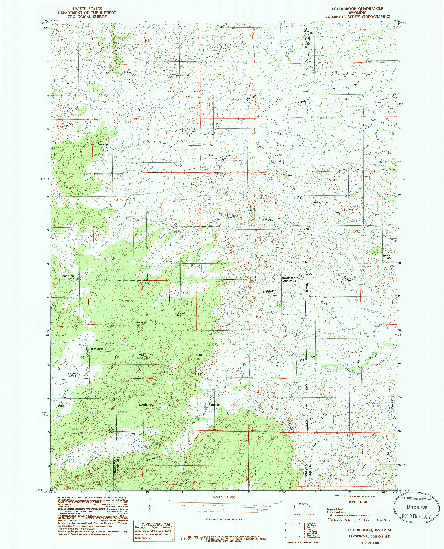 USGS 1:24000-SCALE QUADRANGLE FOR ESTERBROOK, WY 1985