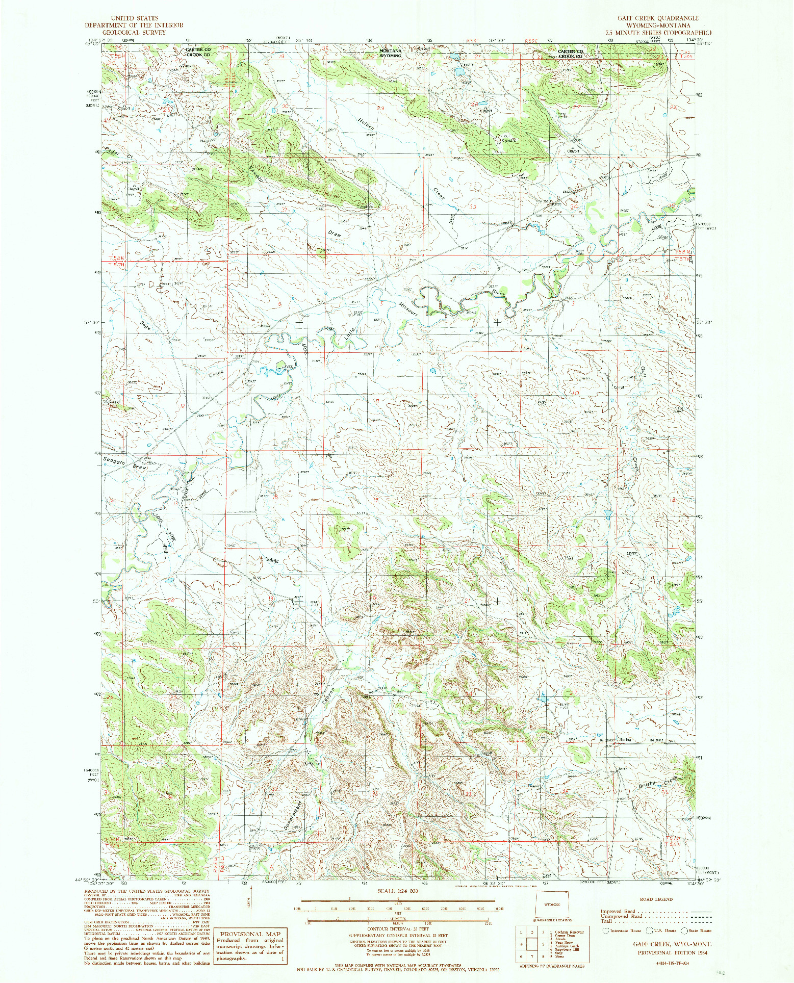 USGS 1:24000-SCALE QUADRANGLE FOR GAFF CREEK, WY 1984