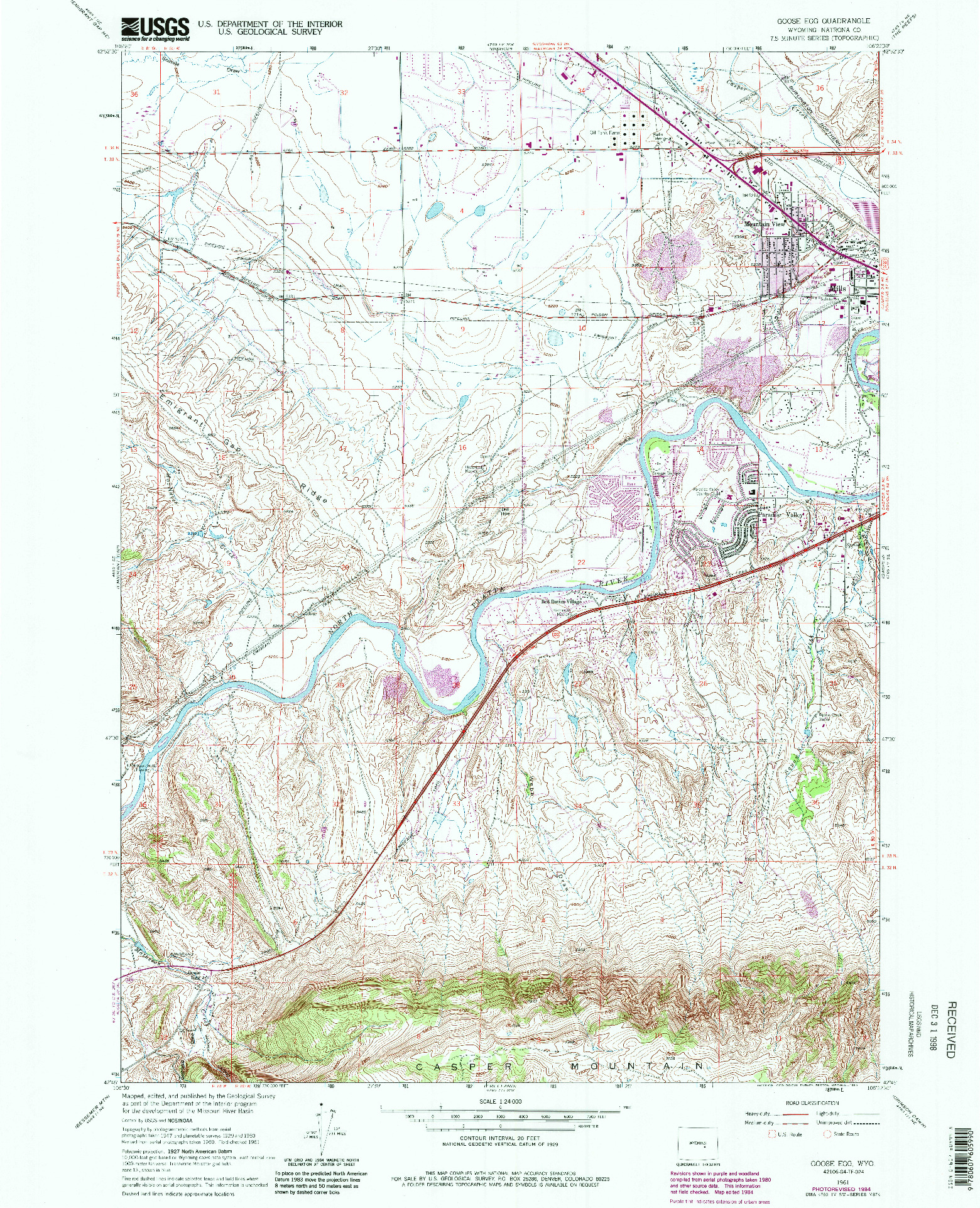 USGS 1:24000-SCALE QUADRANGLE FOR GOOSE EGG, WY 1961