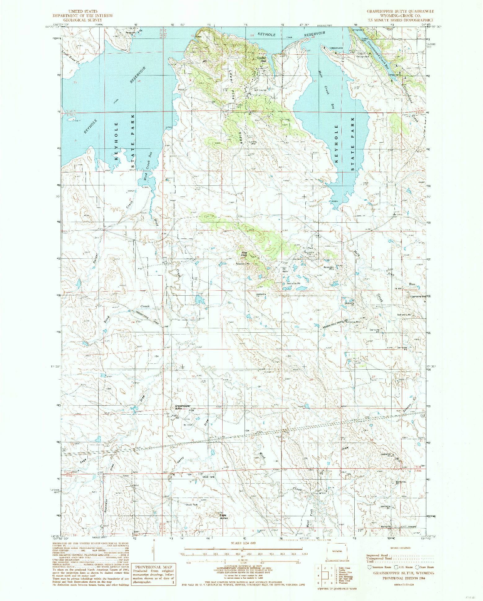 USGS 1:24000-SCALE QUADRANGLE FOR GRASSHOPPER BUTTE, WY 1984