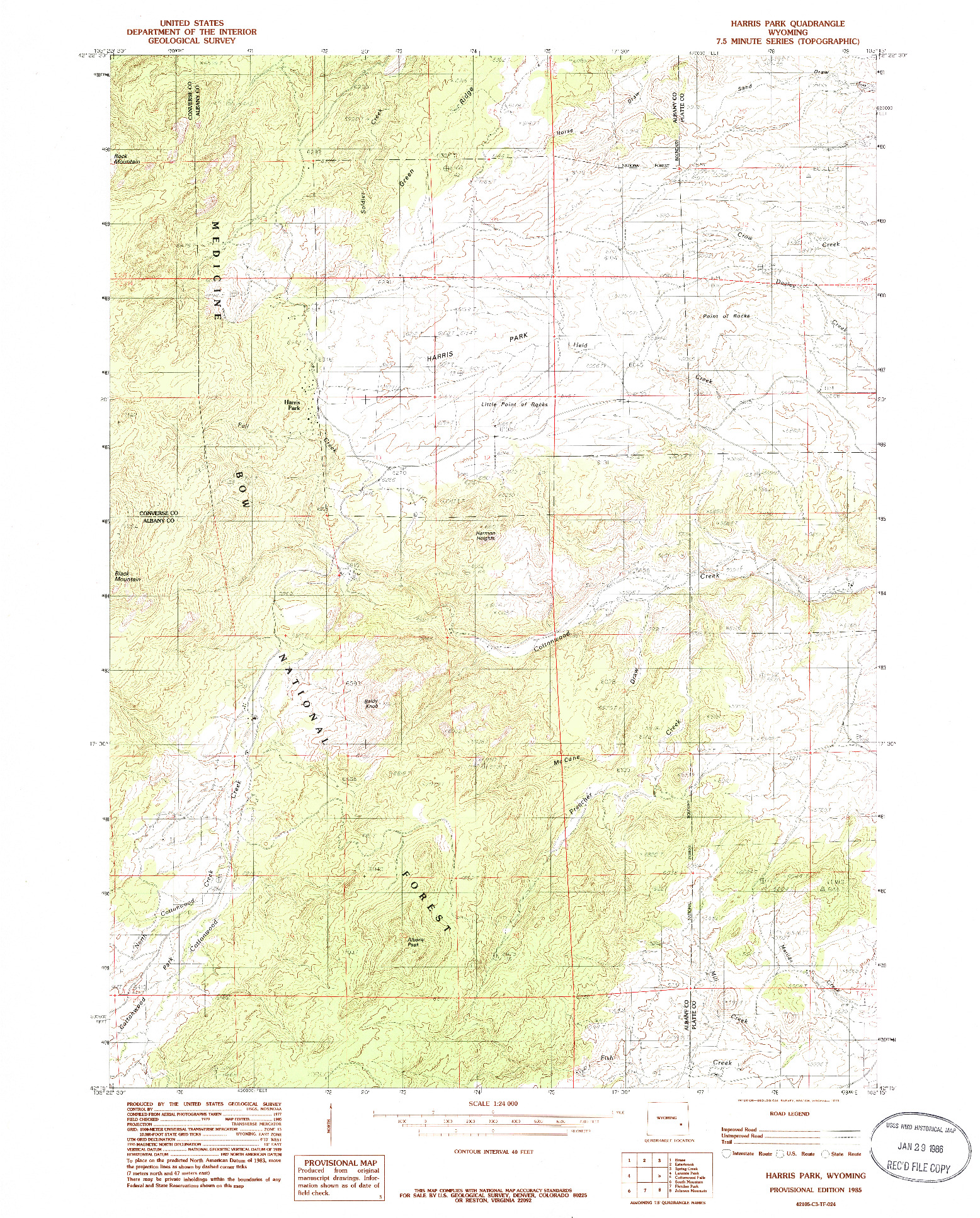 USGS 1:24000-SCALE QUADRANGLE FOR HARRIS PARK, WY 1985