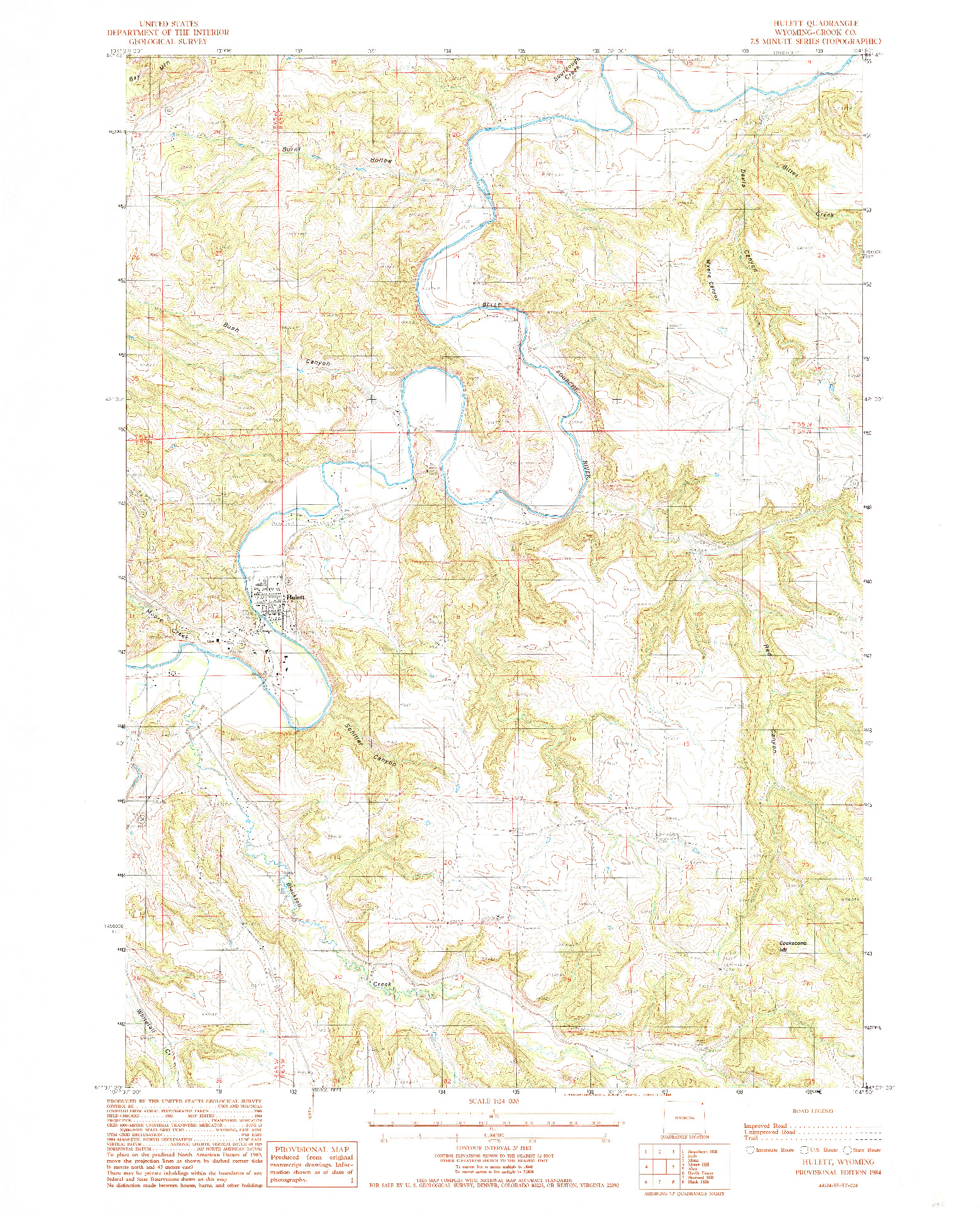 USGS 1:24000-SCALE QUADRANGLE FOR HULETT, WY 1984