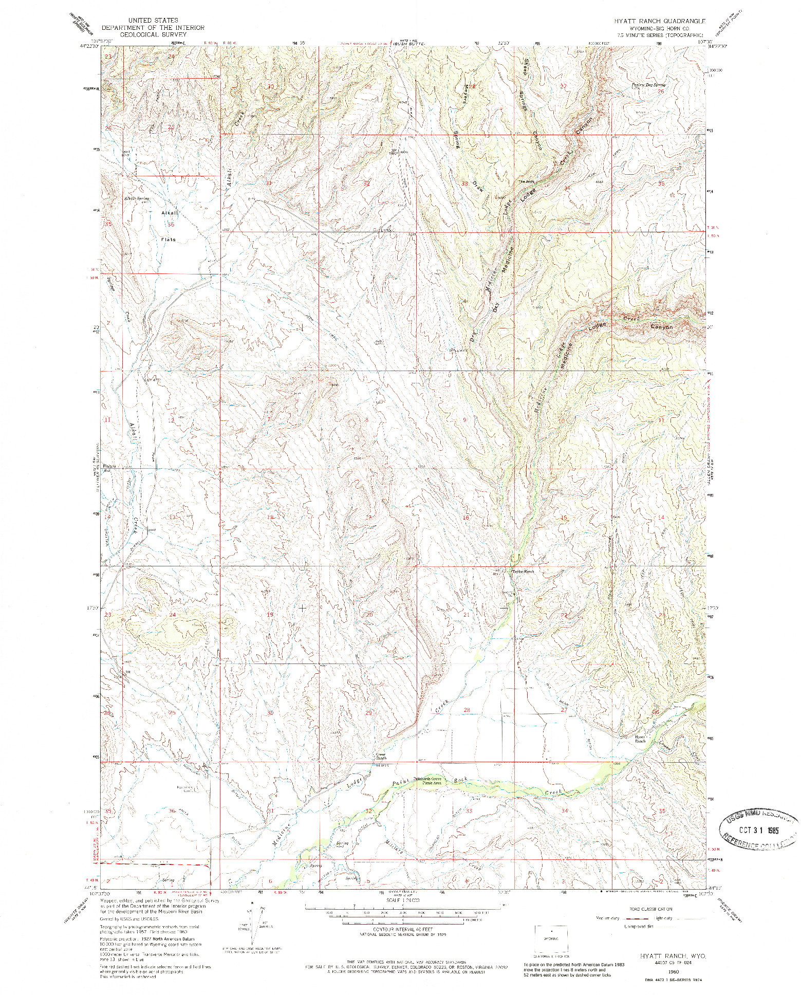 USGS 1:24000-SCALE QUADRANGLE FOR HYATT RANCH, WY 1960