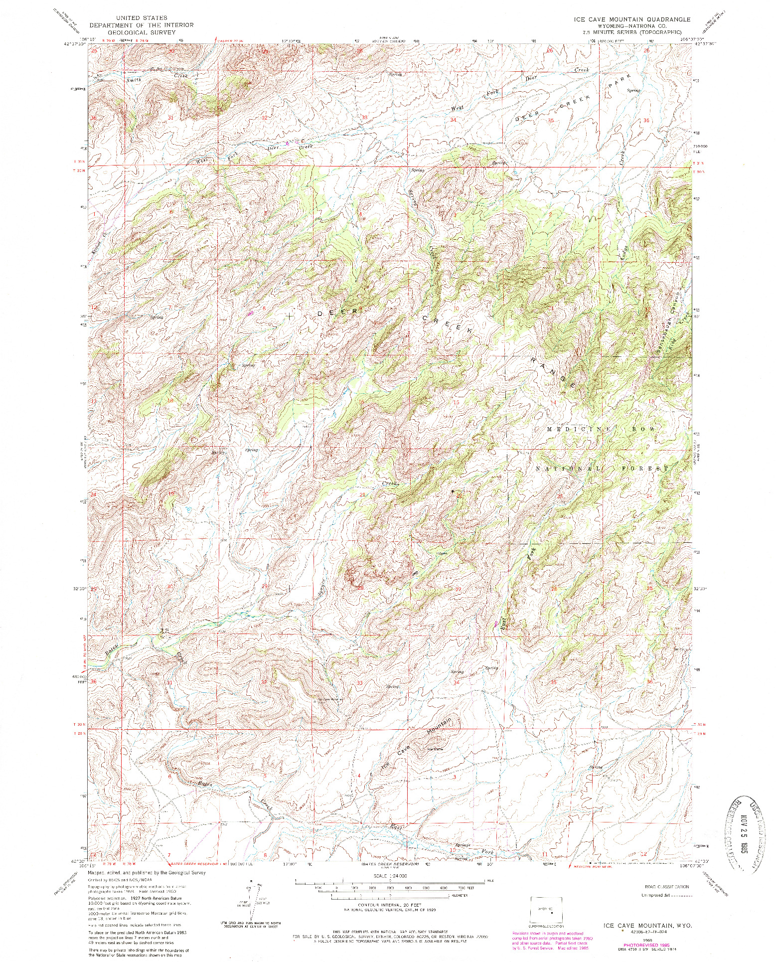 USGS 1:24000-SCALE QUADRANGLE FOR ICE CAVE MOUNTAIN, WY 1960