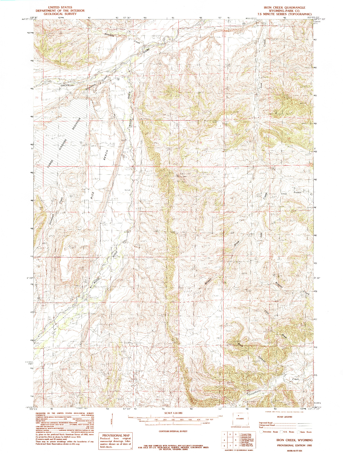 USGS 1:24000-SCALE QUADRANGLE FOR IRON CREEK, WY 1985
