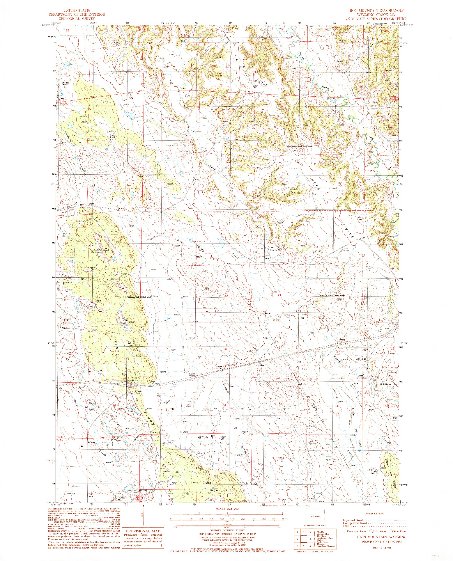 USGS 1:24000-SCALE QUADRANGLE FOR IRON MOUNTAIN, WY 1984