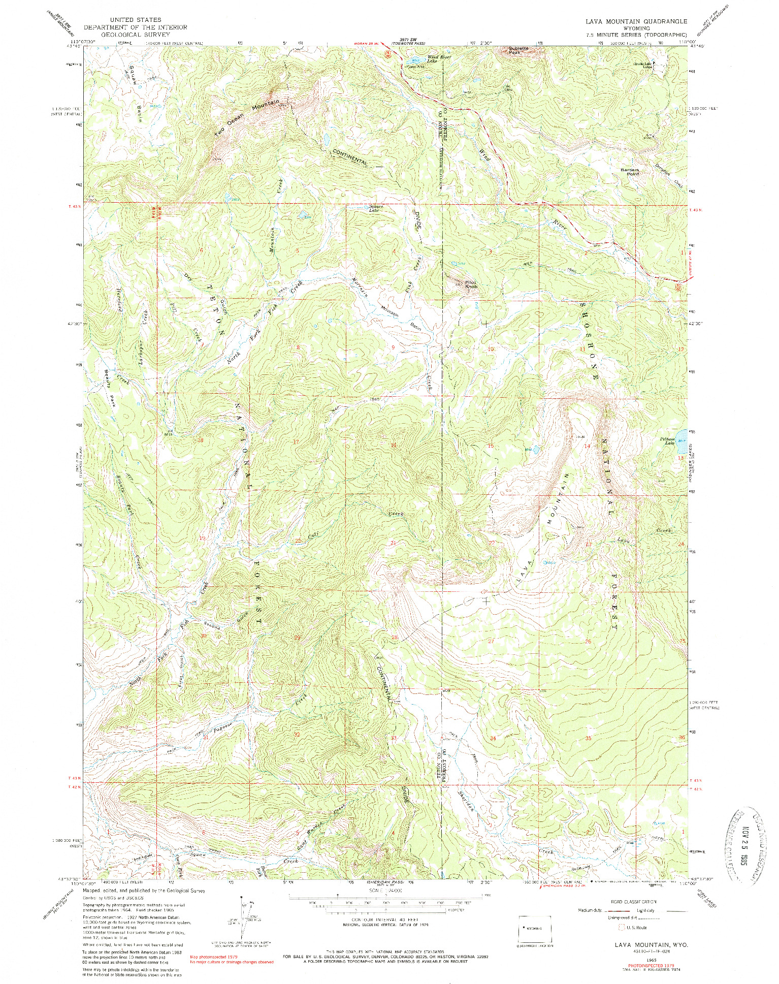 USGS 1:24000-SCALE QUADRANGLE FOR LAVA MOUNTAIN, WY 1965