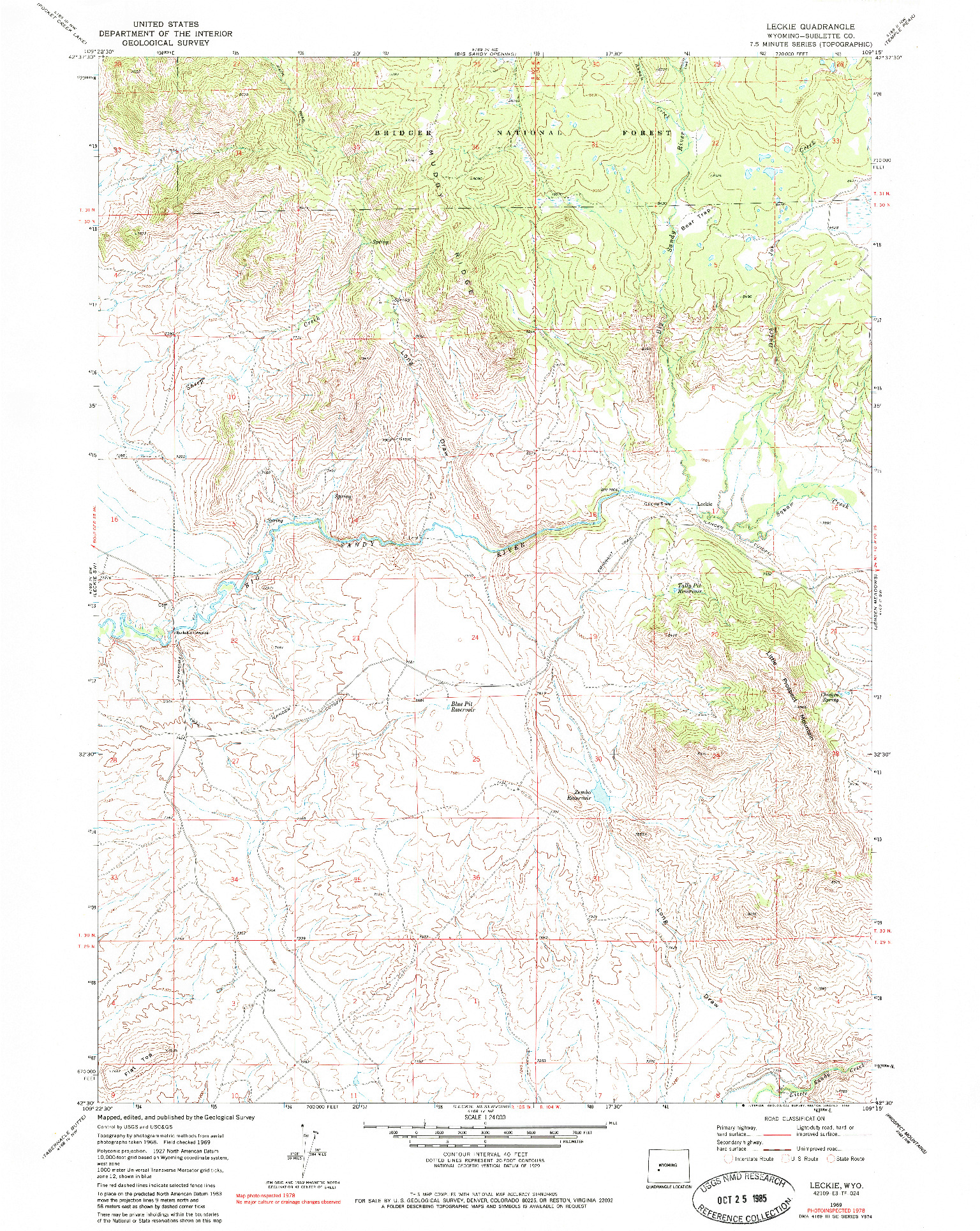 USGS 1:24000-SCALE QUADRANGLE FOR LECKIE, WY 1969