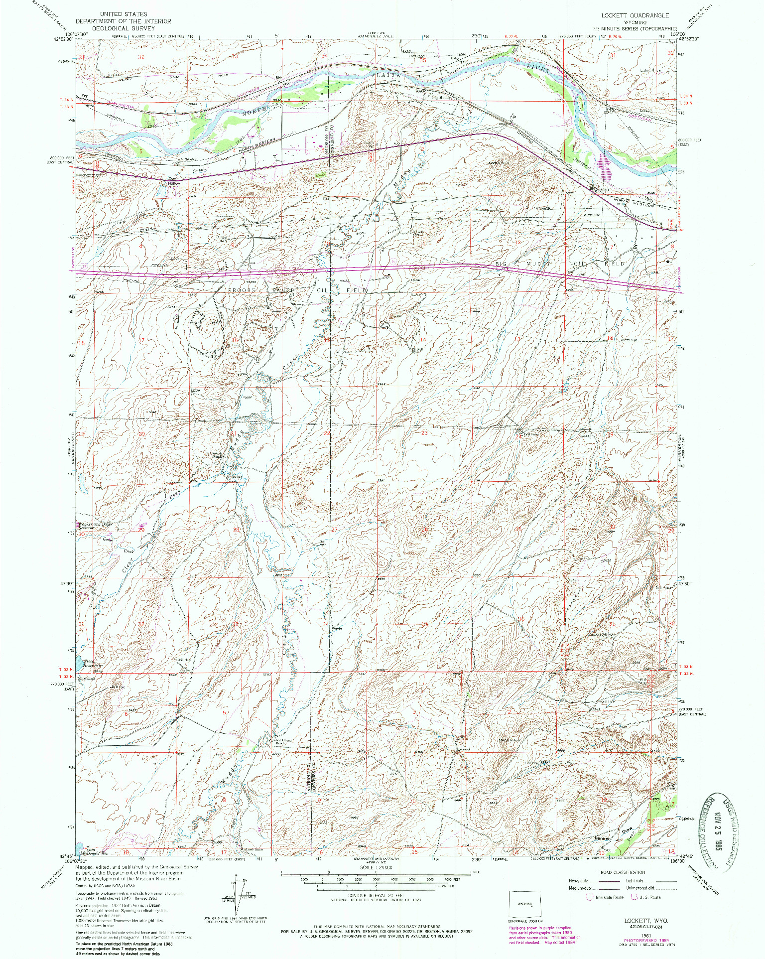 USGS 1:24000-SCALE QUADRANGLE FOR LOCKETT, WY 1961