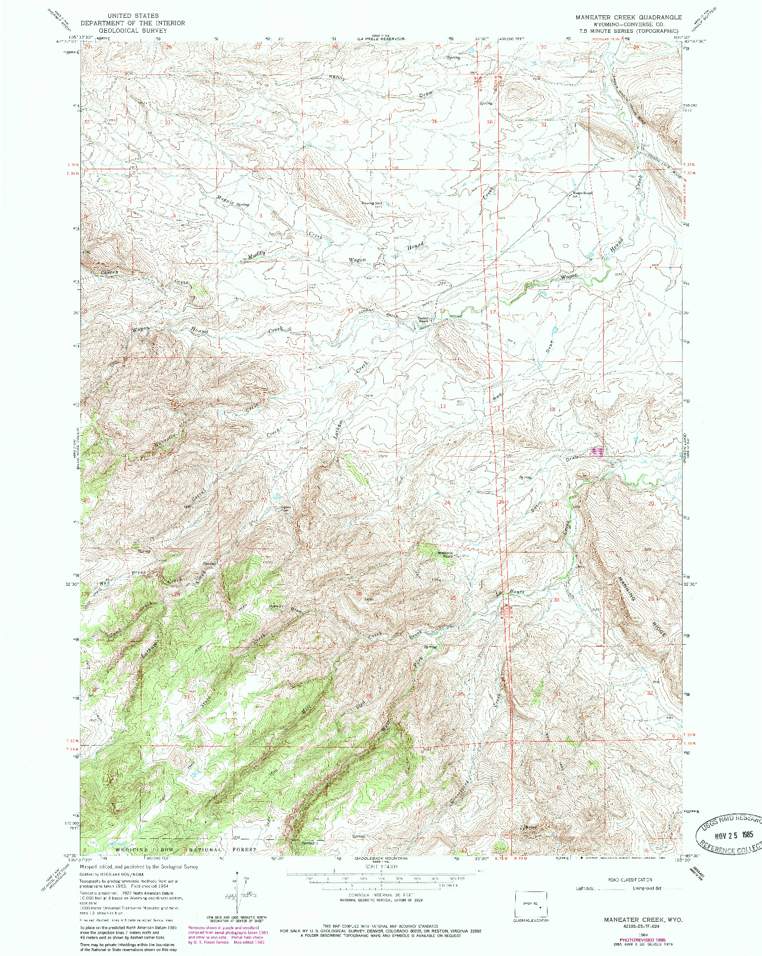 USGS 1:24000-SCALE QUADRANGLE FOR MANEATER CREEK, WY 1964