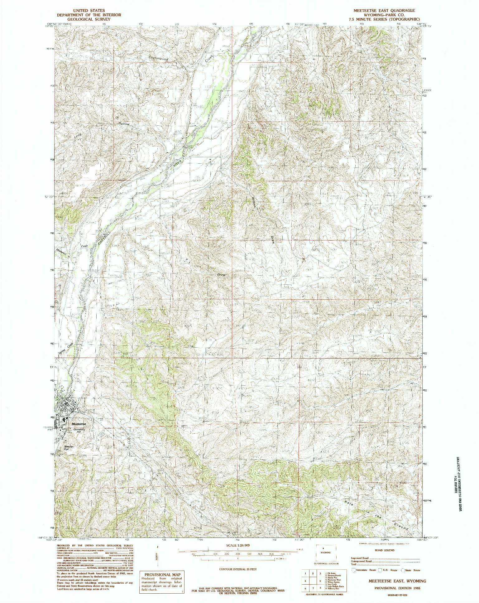 USGS 1:24000-SCALE QUADRANGLE FOR MEETEETSE EAST, WY 1985
