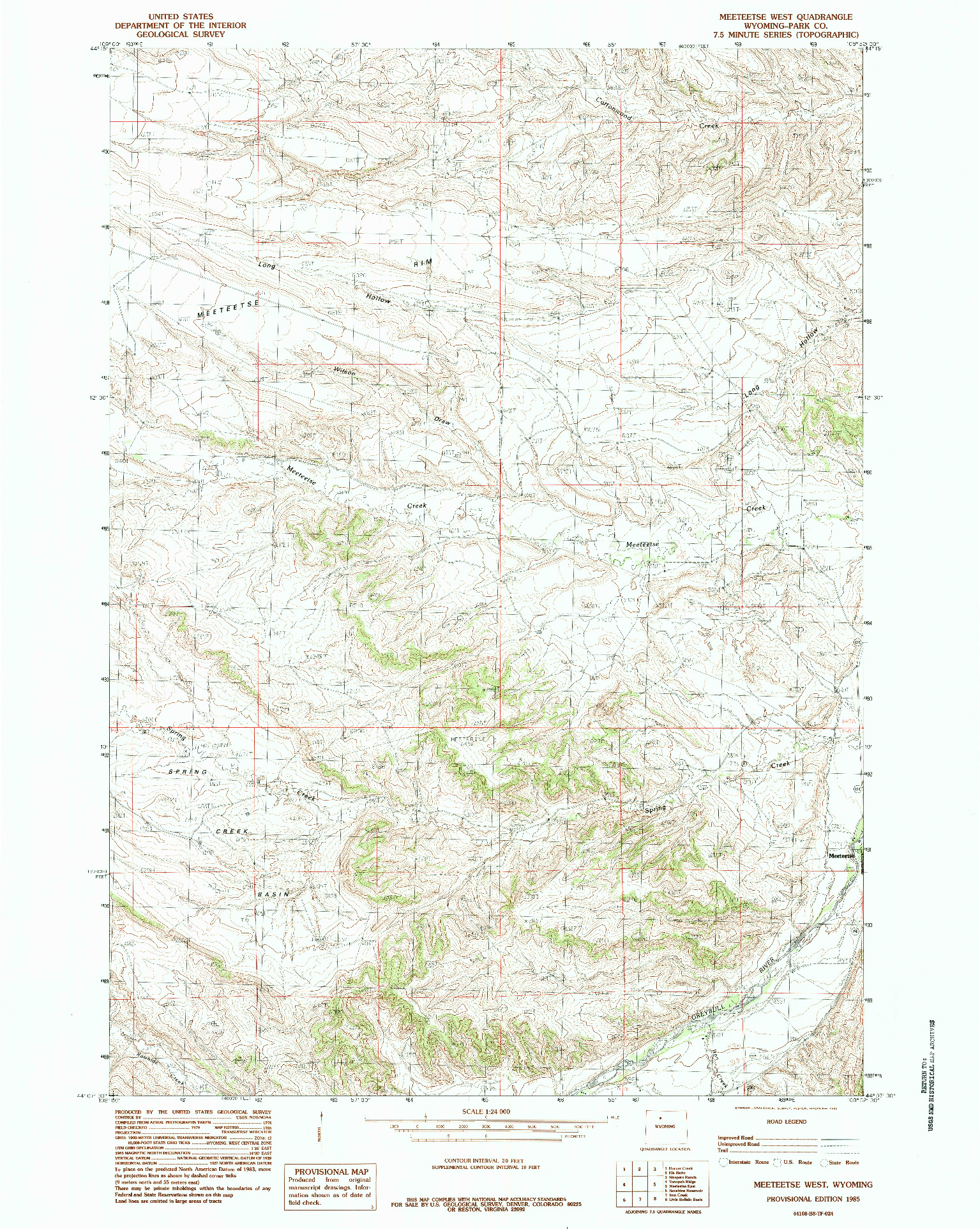 USGS 1:24000-SCALE QUADRANGLE FOR MEETEETSE WEST, WY 1985