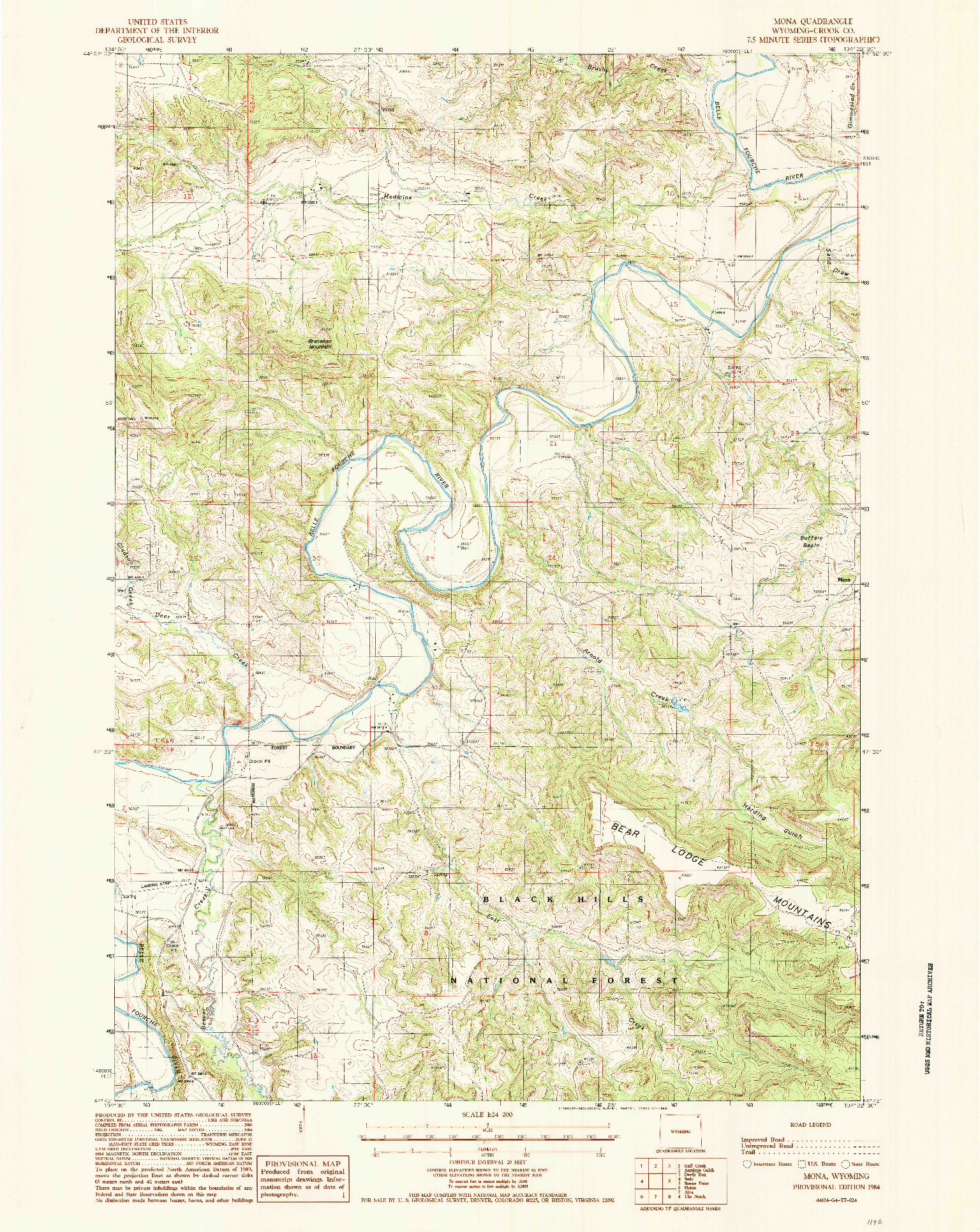 USGS 1:24000-SCALE QUADRANGLE FOR MONA, WY 1984