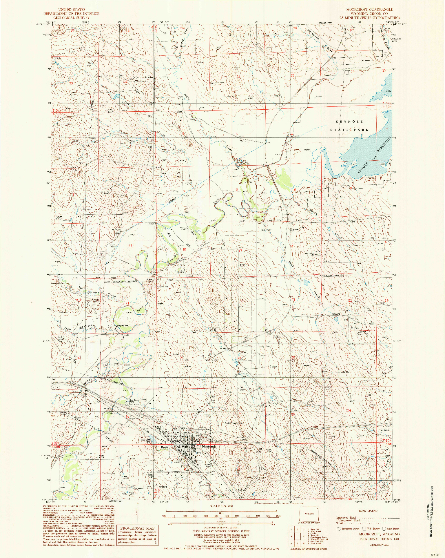 USGS 1:24000-SCALE QUADRANGLE FOR MOORCROFT, WY 1984