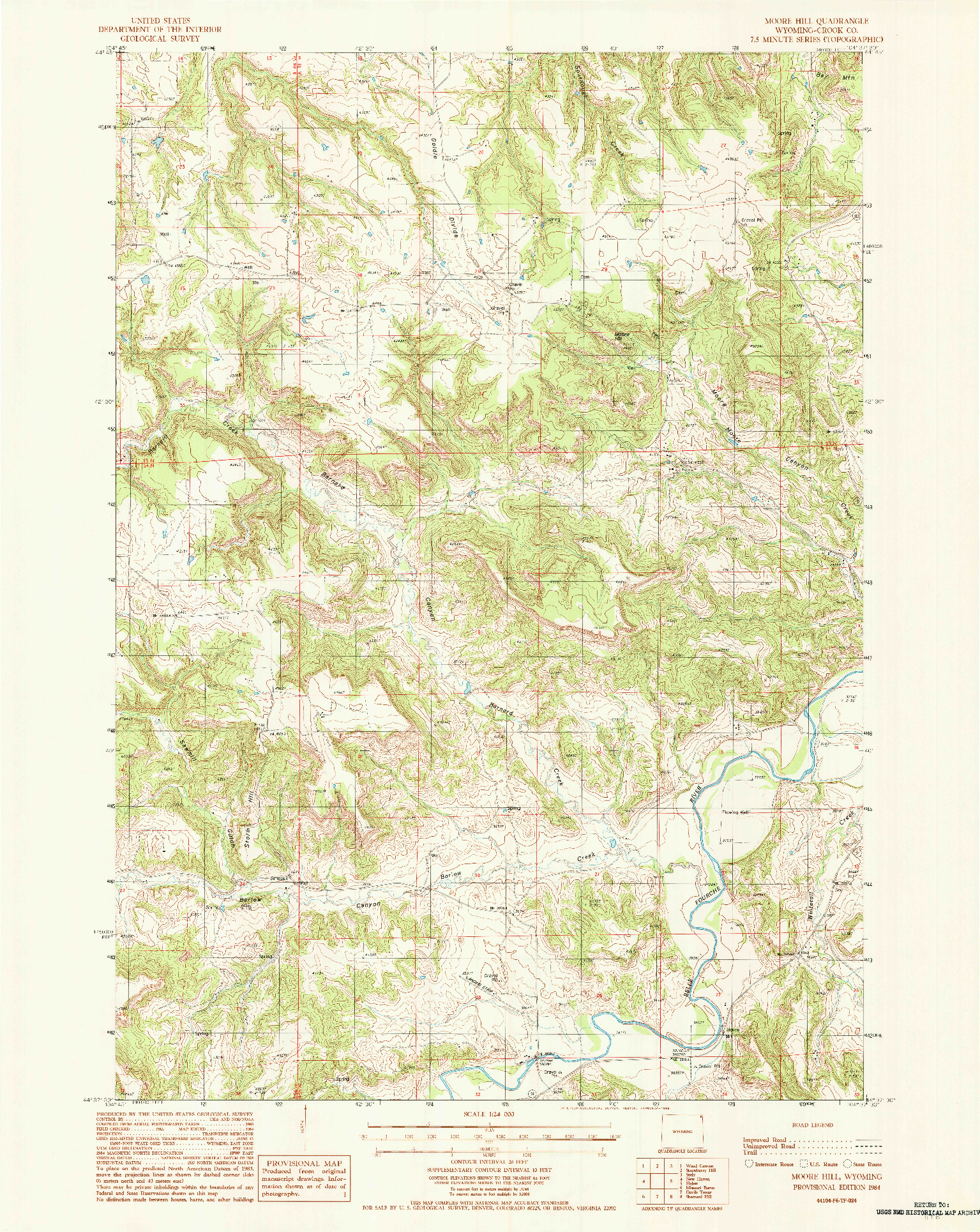 USGS 1:24000-SCALE QUADRANGLE FOR MOORE HILL, WY 1984