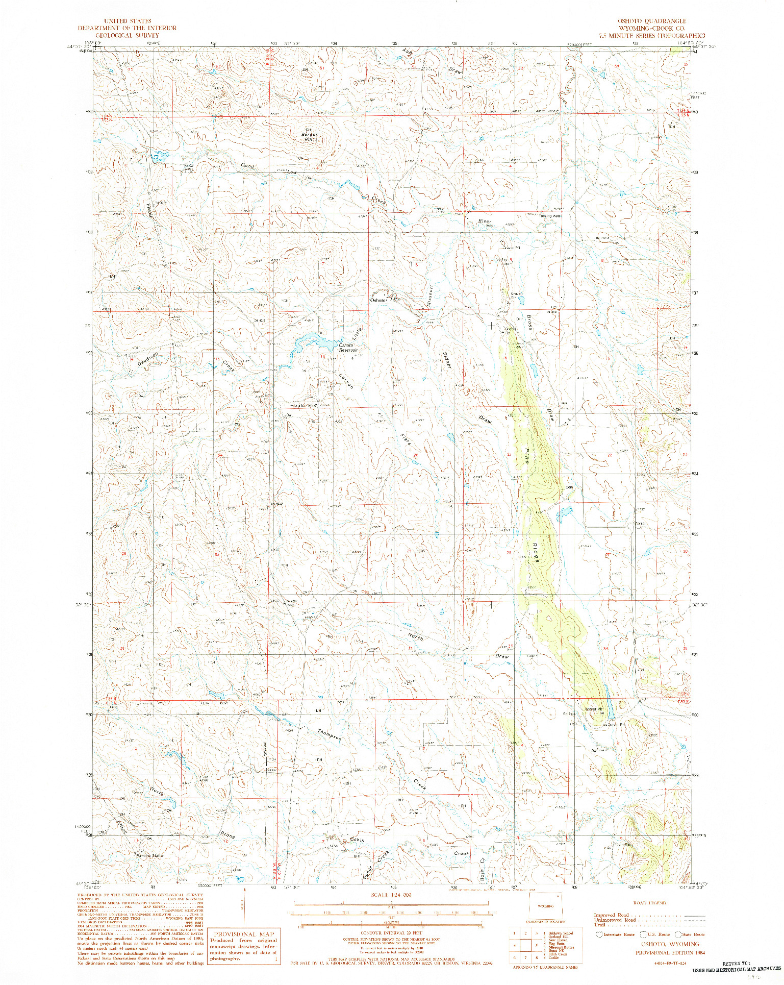 USGS 1:24000-SCALE QUADRANGLE FOR OSHOTO, WY 1984