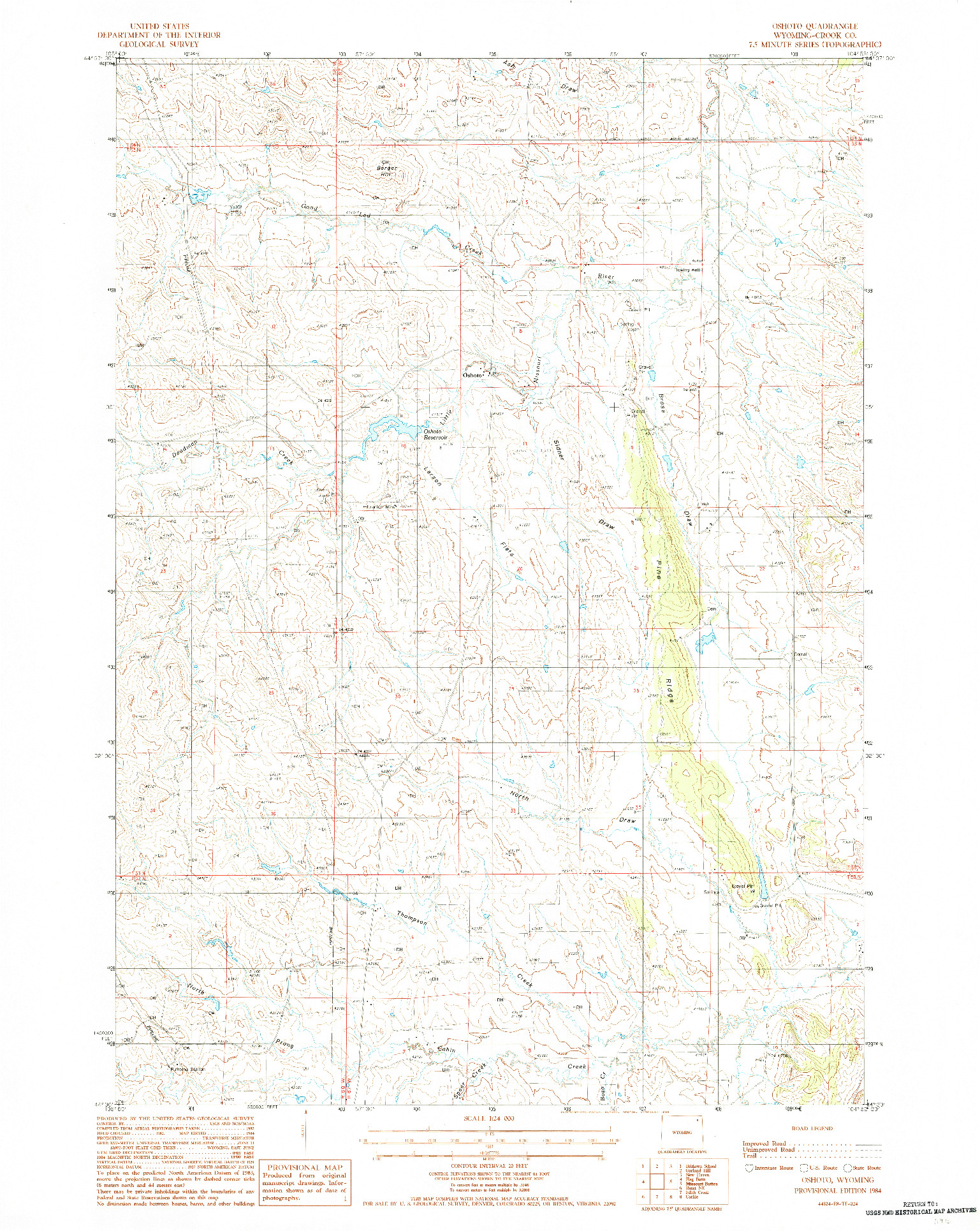 USGS 1:24000-SCALE QUADRANGLE FOR OSHOTO, WY 1984