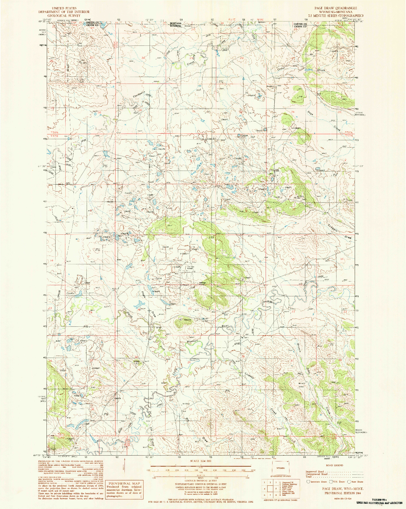 USGS 1:24000-SCALE QUADRANGLE FOR PAGE DRAW, WY 1984