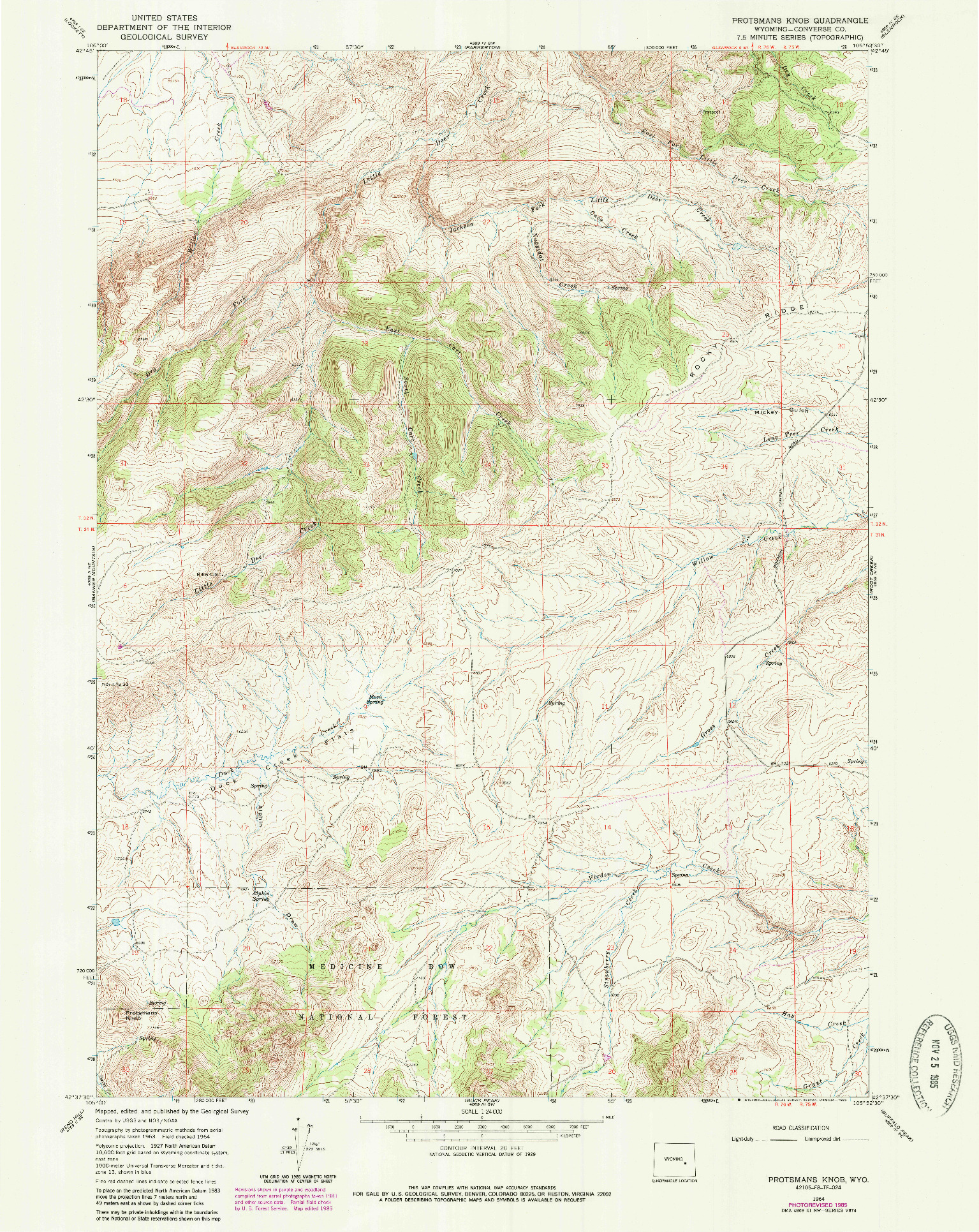 USGS 1:24000-SCALE QUADRANGLE FOR PROTSMANS KNOB, WY 1964