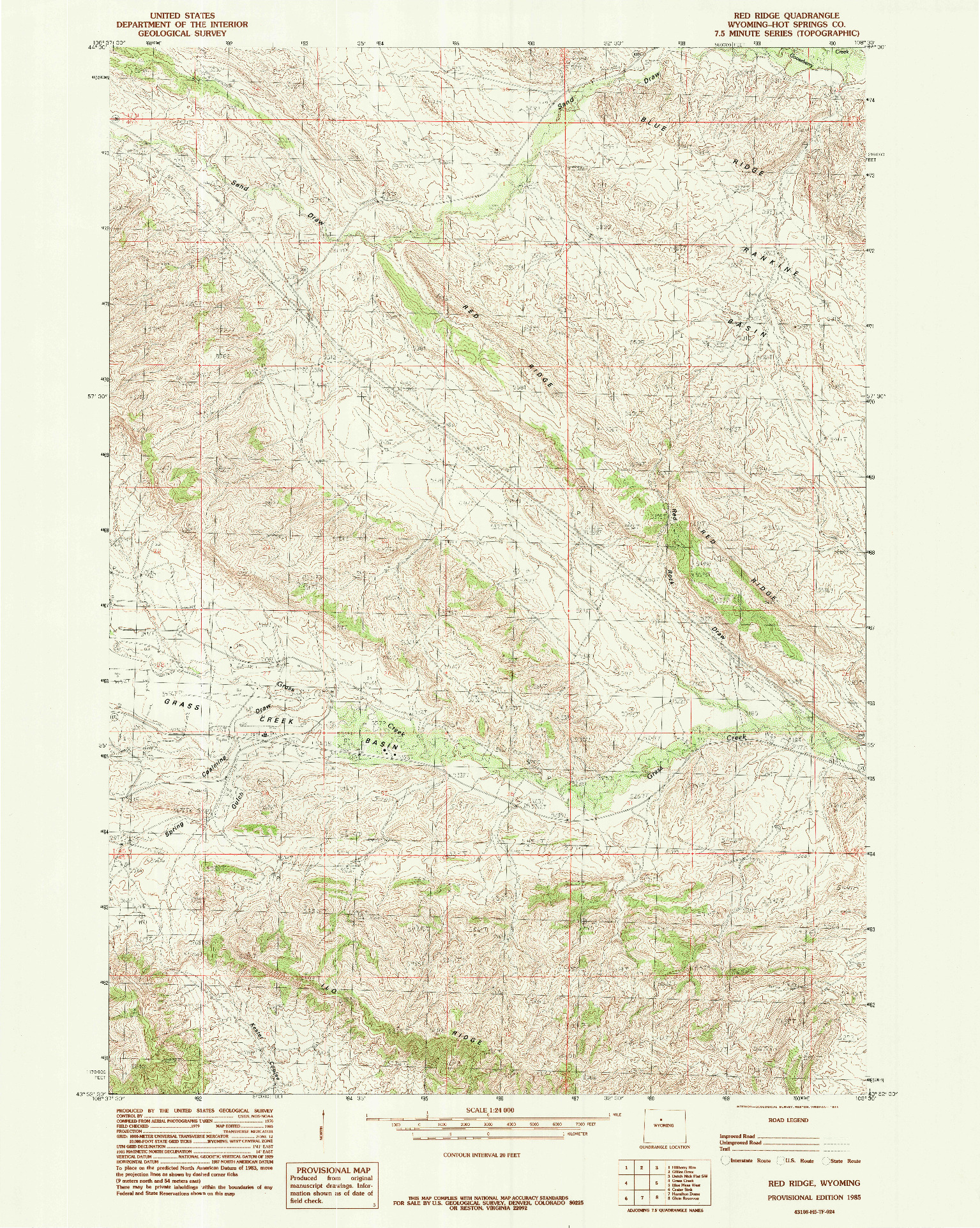 USGS 1:24000-SCALE QUADRANGLE FOR RED RIDGE, WY 1985