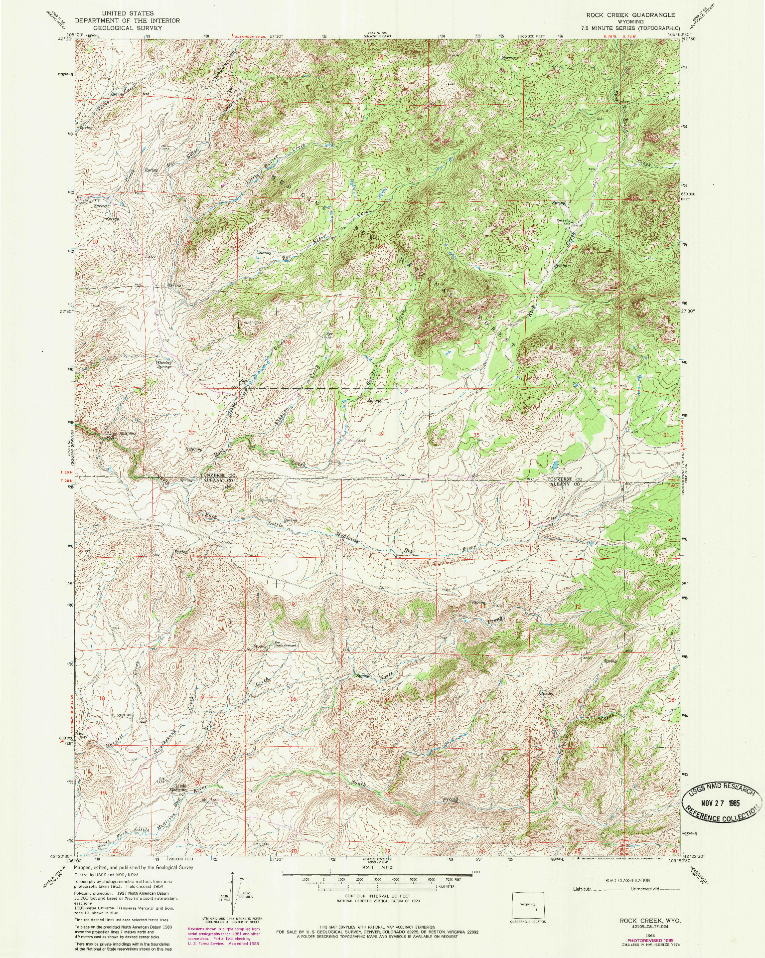 USGS 1:24000-SCALE QUADRANGLE FOR ROCK CREEK, WY 1964