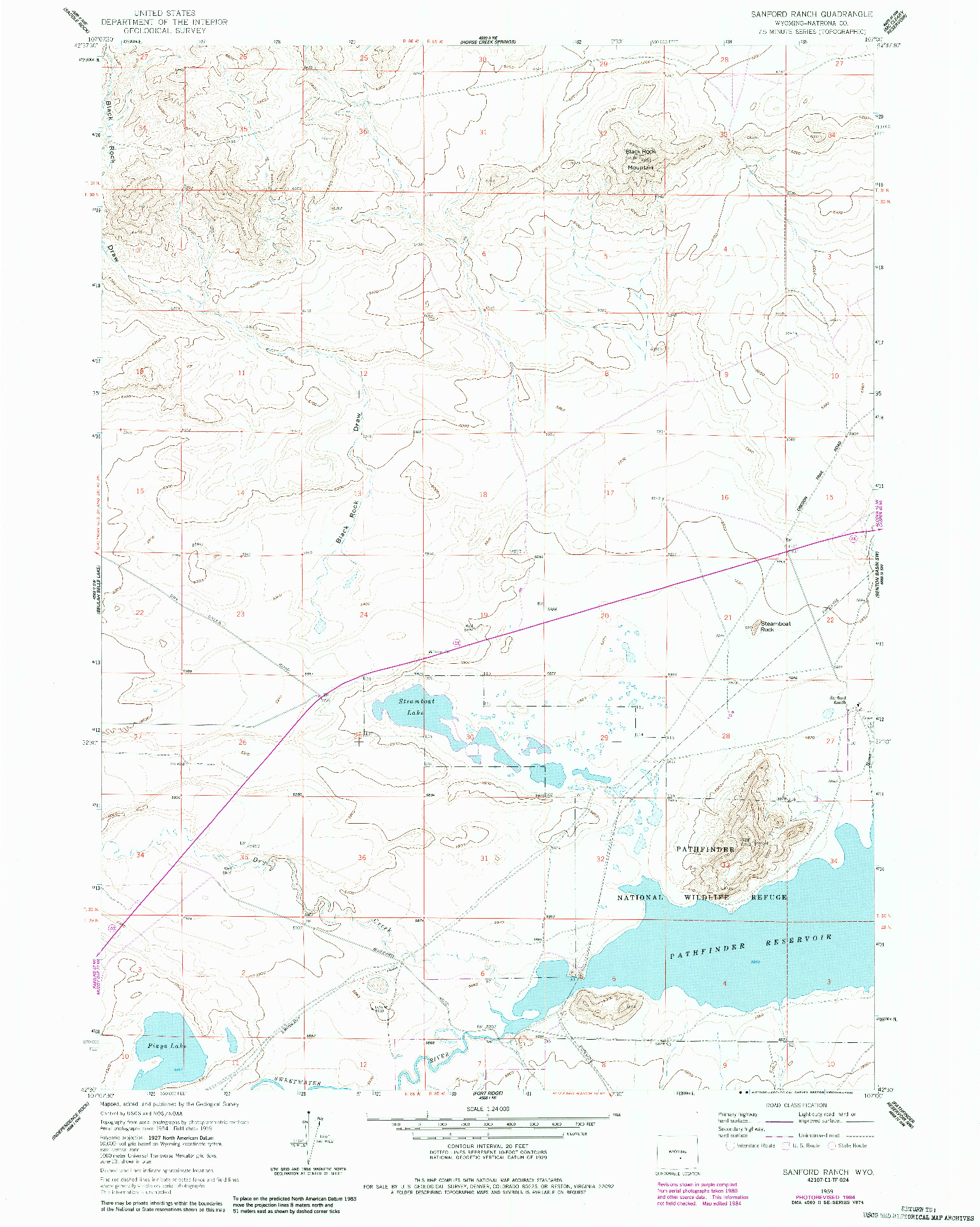 USGS 1:24000-SCALE QUADRANGLE FOR SANFORD RANCH, WY 1959