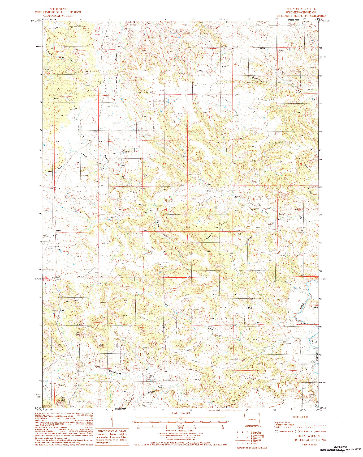 USGS 1:24000-SCALE QUADRANGLE FOR SEELY, WY 1984