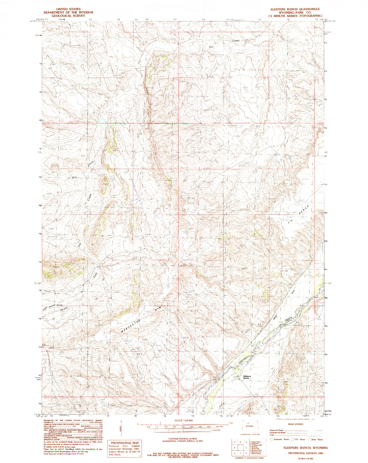 USGS 1:24000-SCALE QUADRANGLE FOR SLEEPERS RANCH, WY 1985