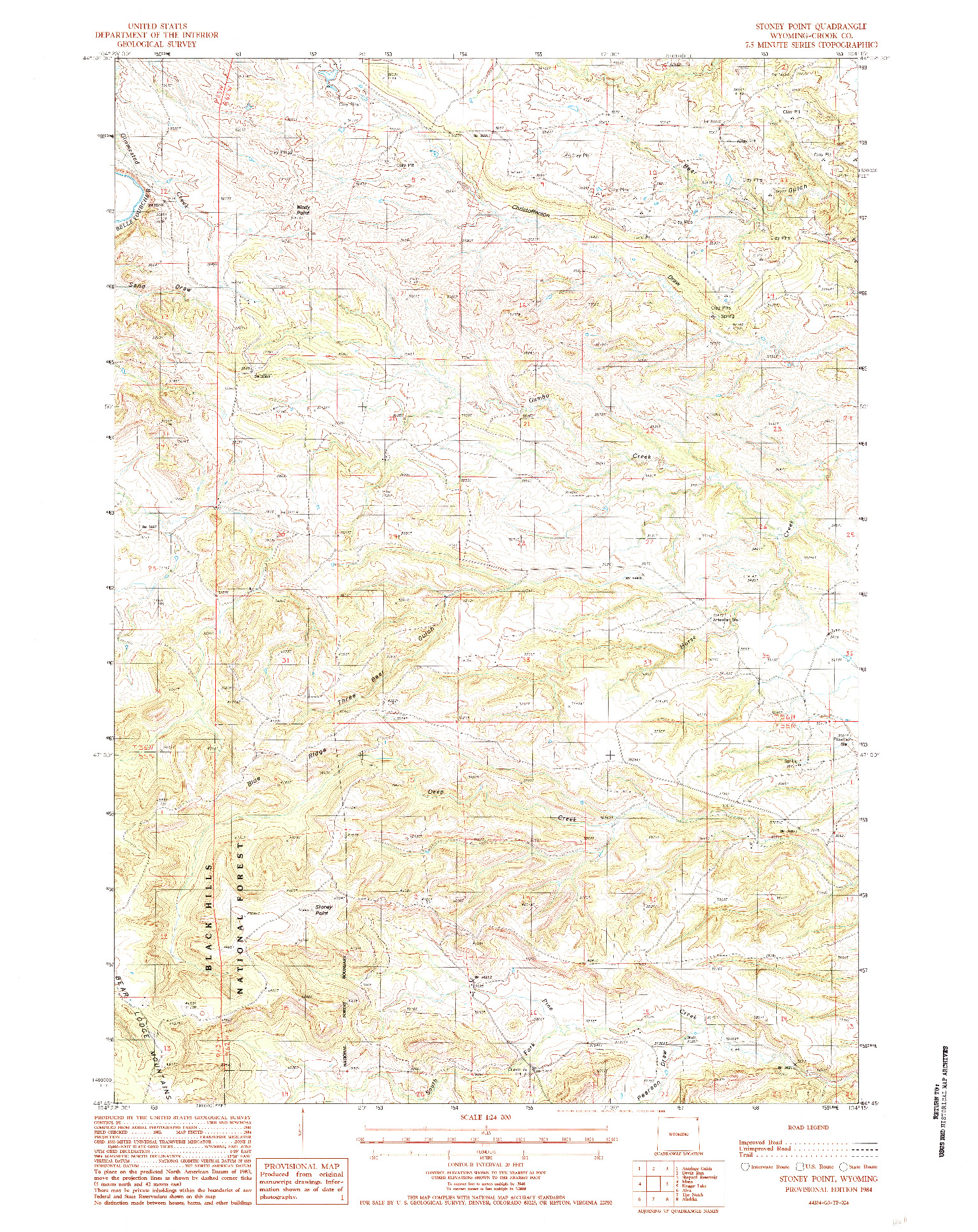 USGS 1:24000-SCALE QUADRANGLE FOR STONEY POINT, WY 1984
