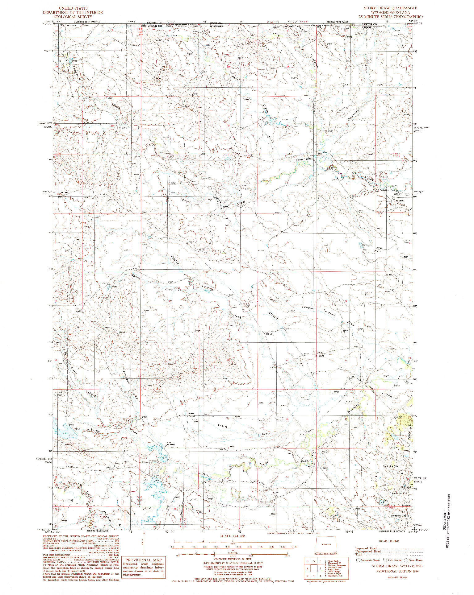 USGS 1:24000-SCALE QUADRANGLE FOR STORM DRAW, WY 1984