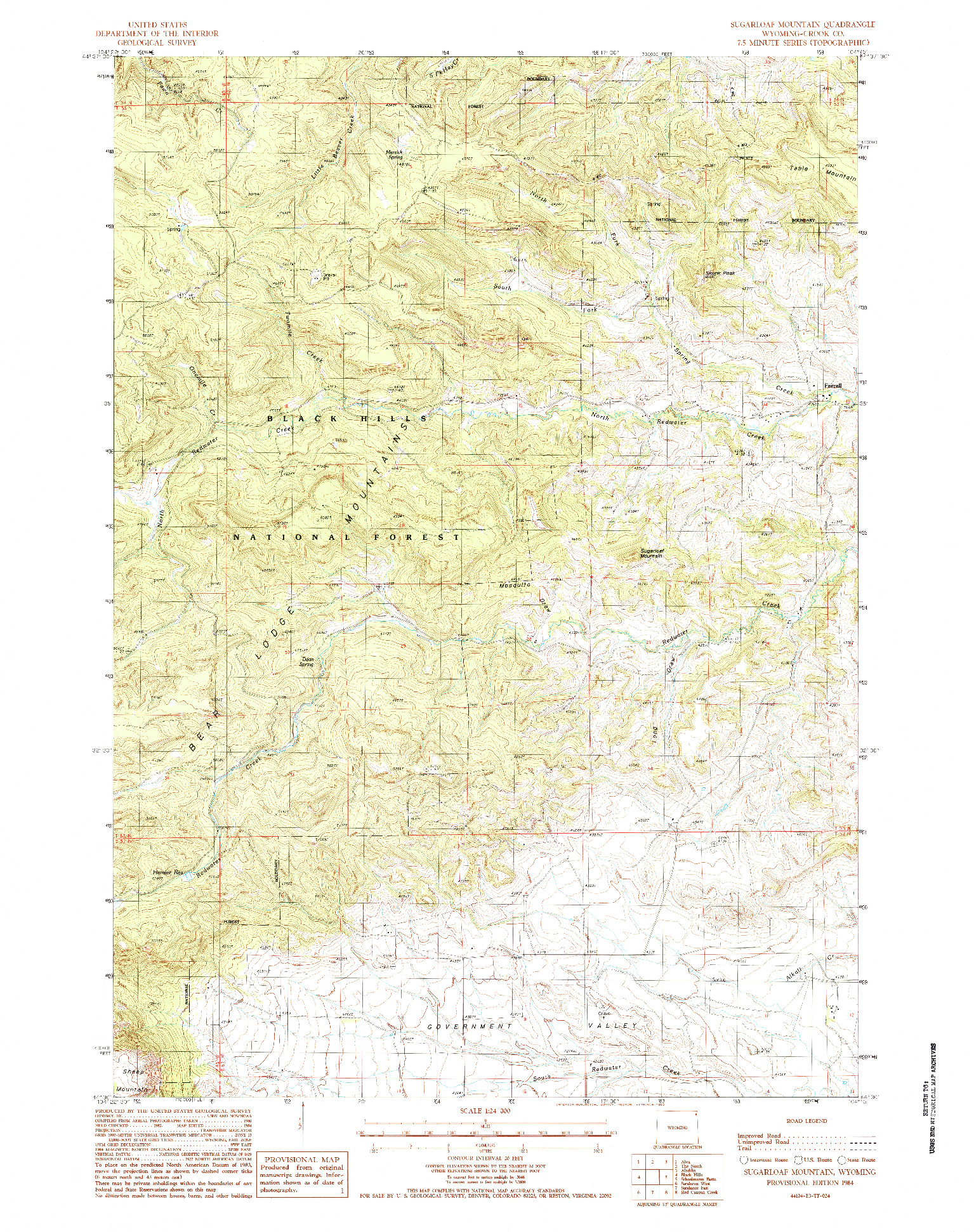 USGS 1:24000-SCALE QUADRANGLE FOR SUGARLOAF MOUNTAIN, WY 1984