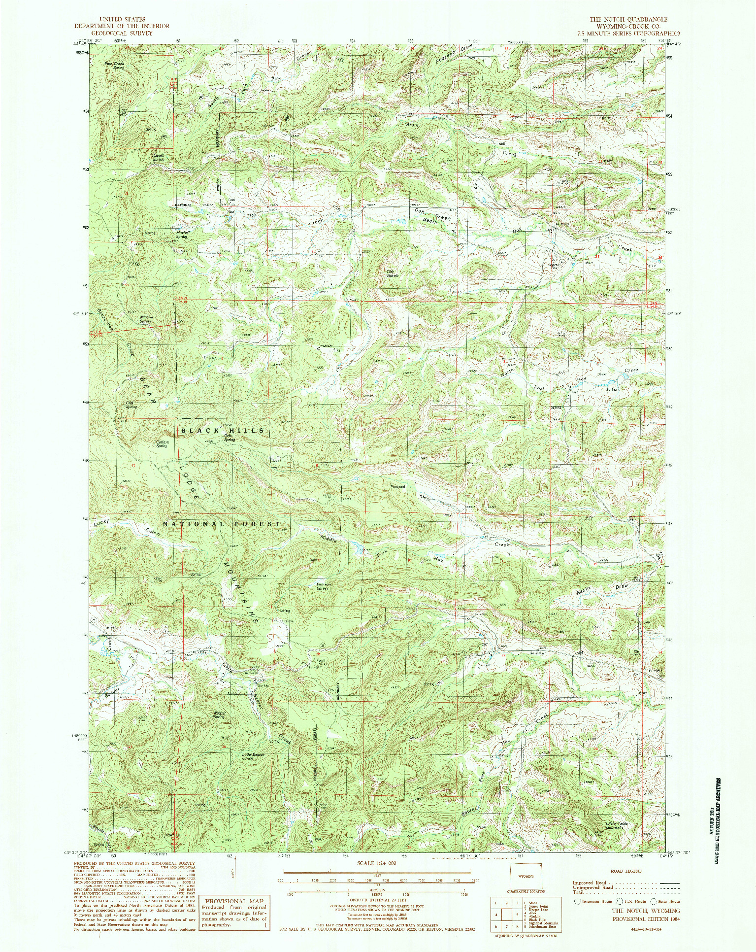 USGS 1:24000-SCALE QUADRANGLE FOR THE NOTCH, WY 1984