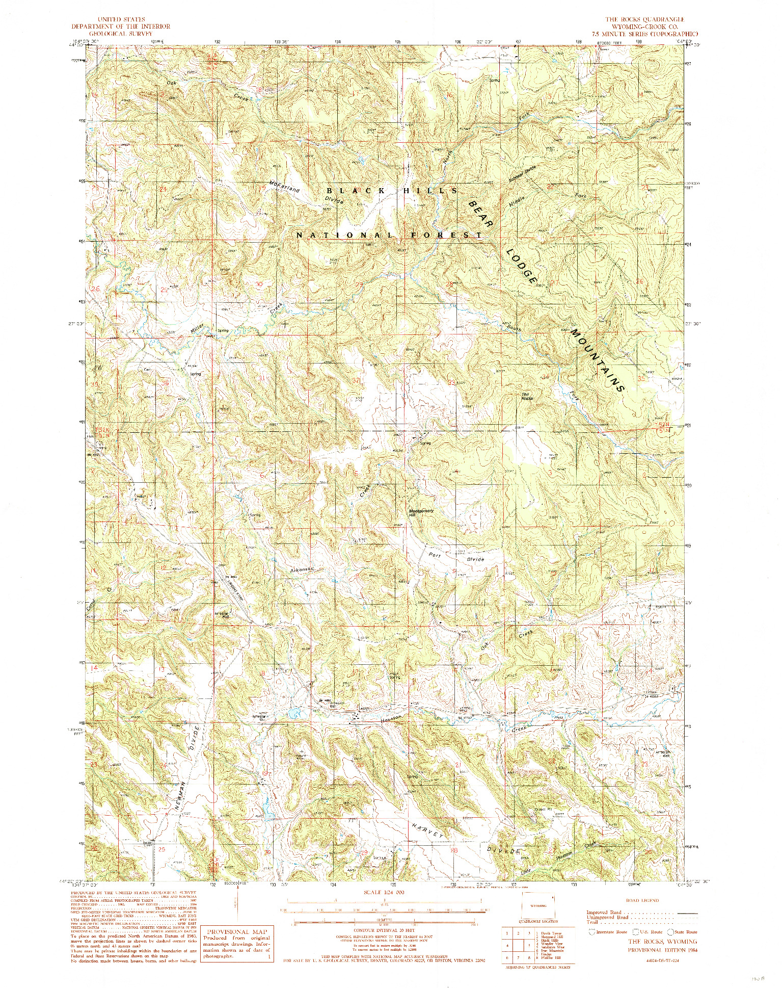 USGS 1:24000-SCALE QUADRANGLE FOR THE ROCKS, WY 1984