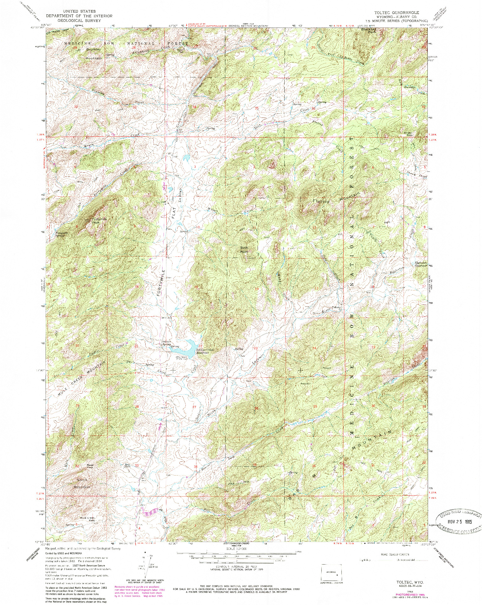 USGS 1:24000-SCALE QUADRANGLE FOR TOLTEC, WY 1964