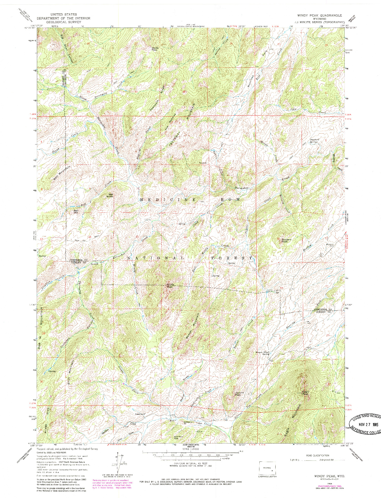 USGS 1:24000-SCALE QUADRANGLE FOR WINDY PEAK, WY 1964