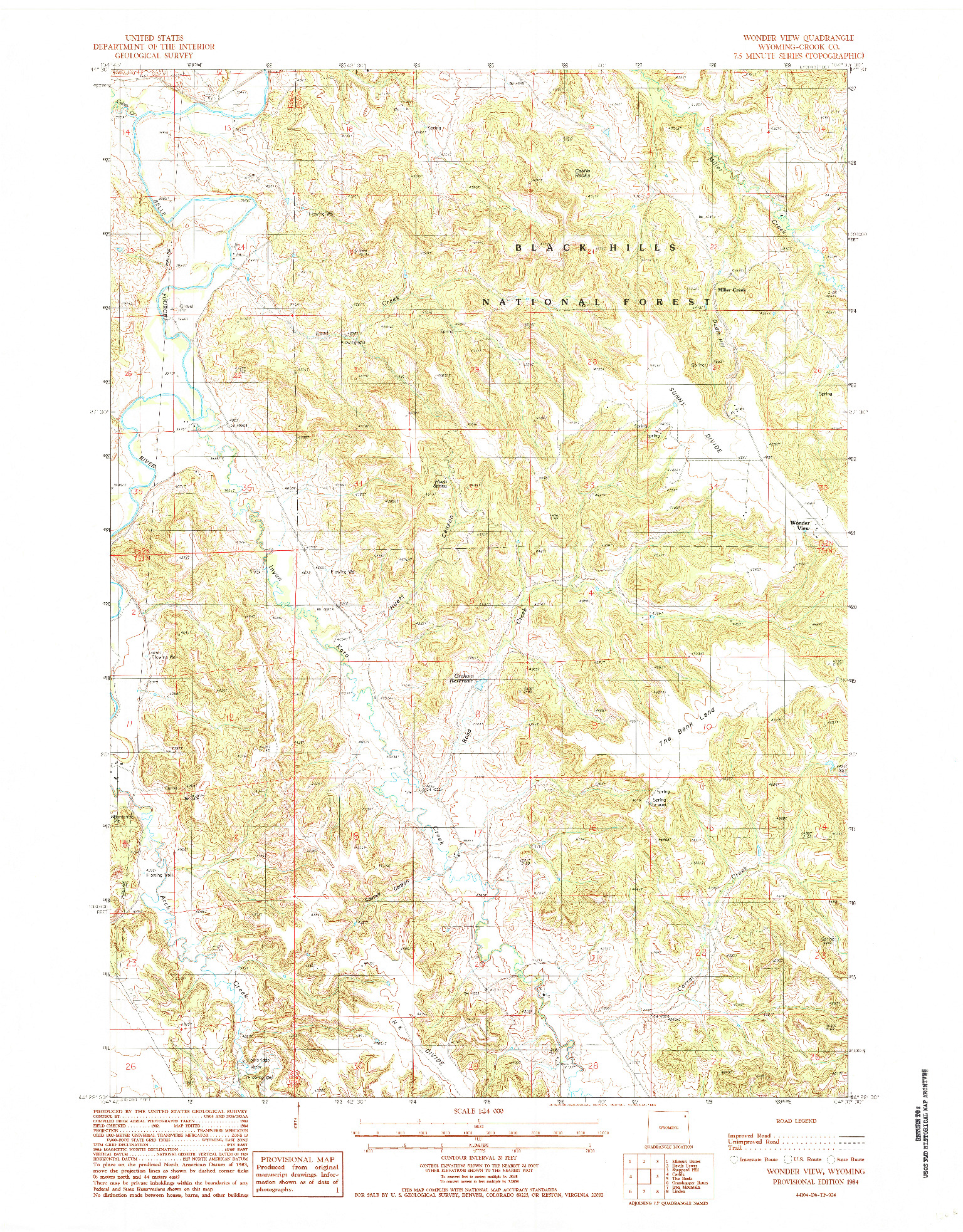 USGS 1:24000-SCALE QUADRANGLE FOR WONDER VIEW, WY 1984