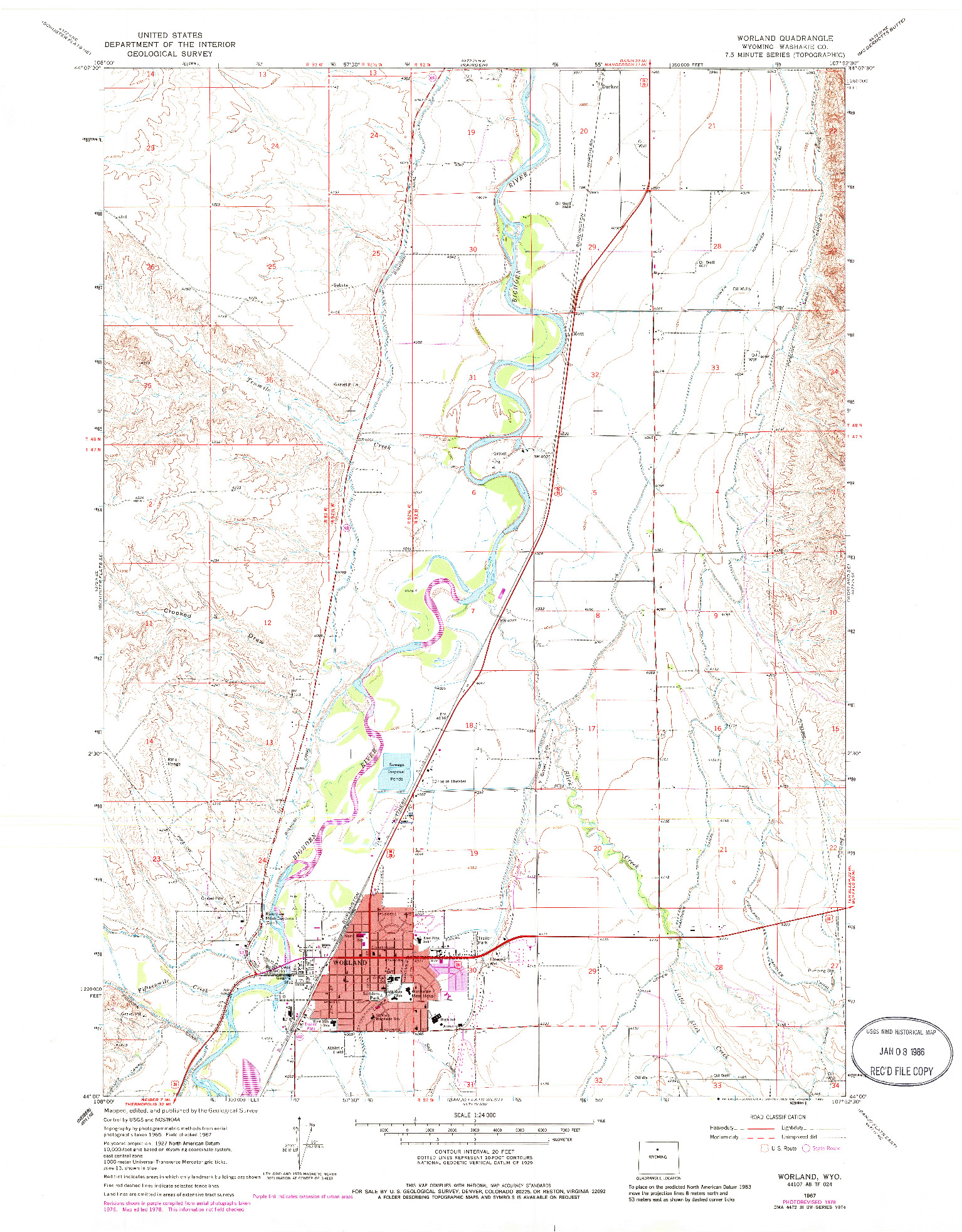 USGS 1:24000-SCALE QUADRANGLE FOR WORLAND, WY 1967