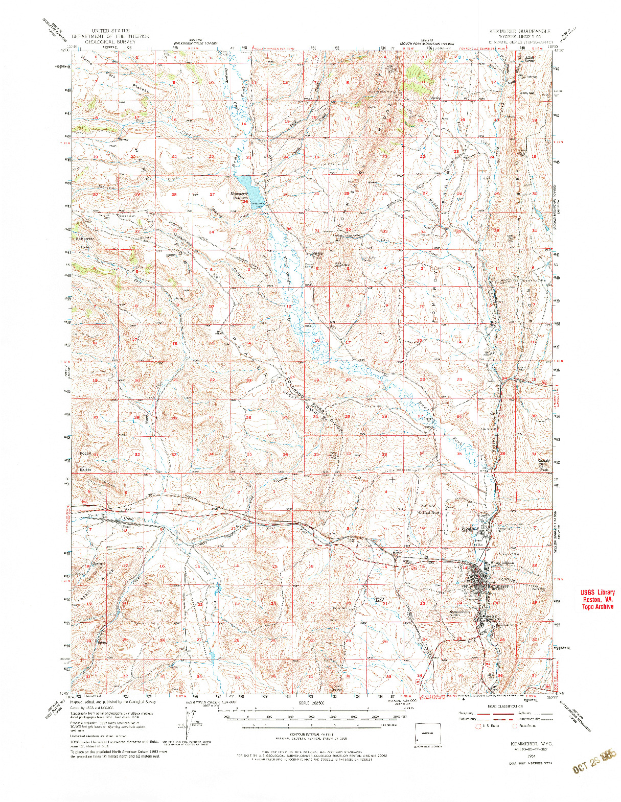 USGS 1:62500-SCALE QUADRANGLE FOR KEMMERER, WY 1954