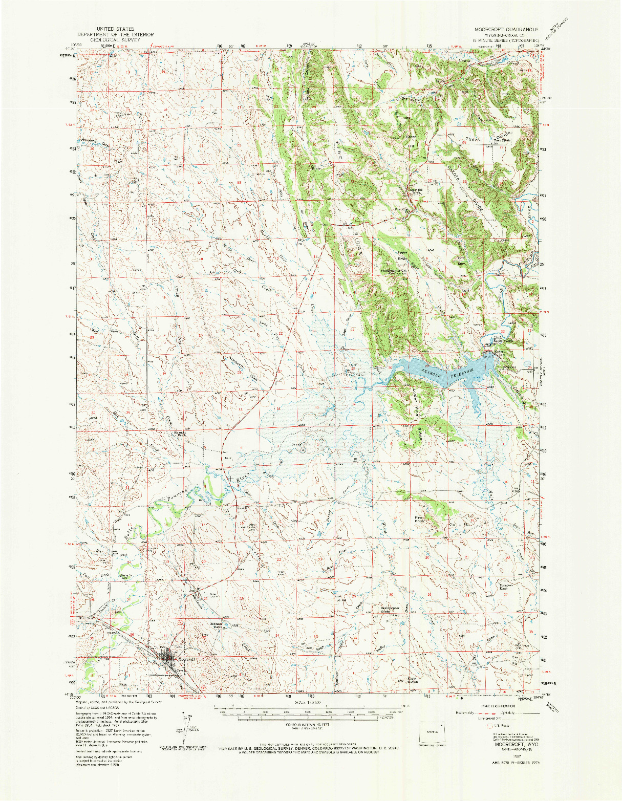 USGS 1:62500-SCALE QUADRANGLE FOR MOORCROFT, WY 1957