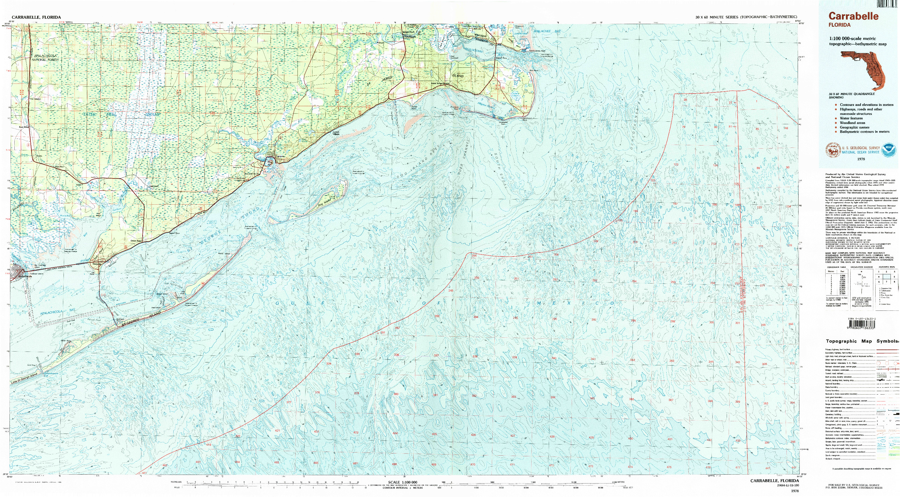 USGS 1:100000-SCALE QUADRANGLE FOR CARRABELLE, FL 1978