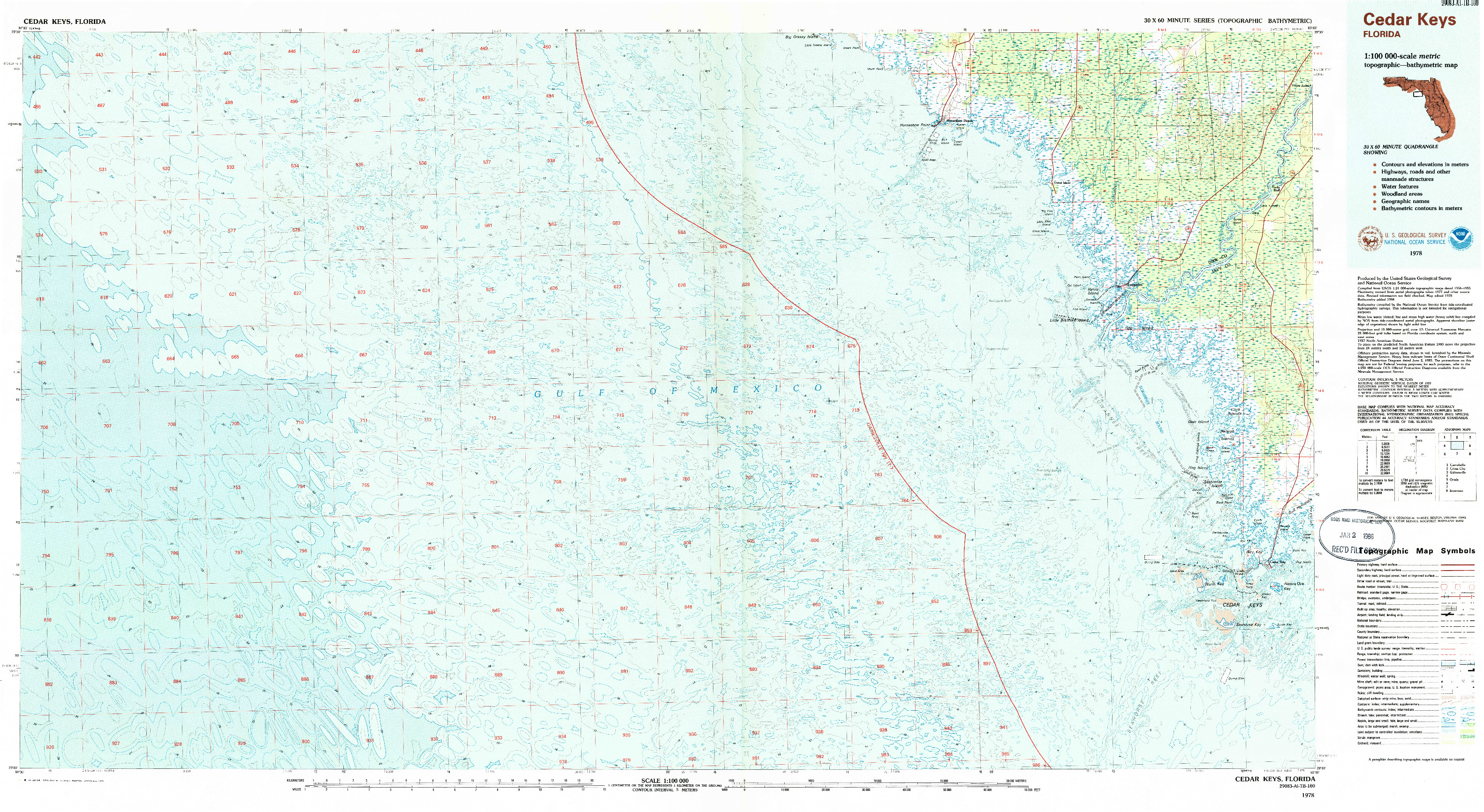 USGS 1:100000-SCALE QUADRANGLE FOR CEDAR KEYS, FL 1978